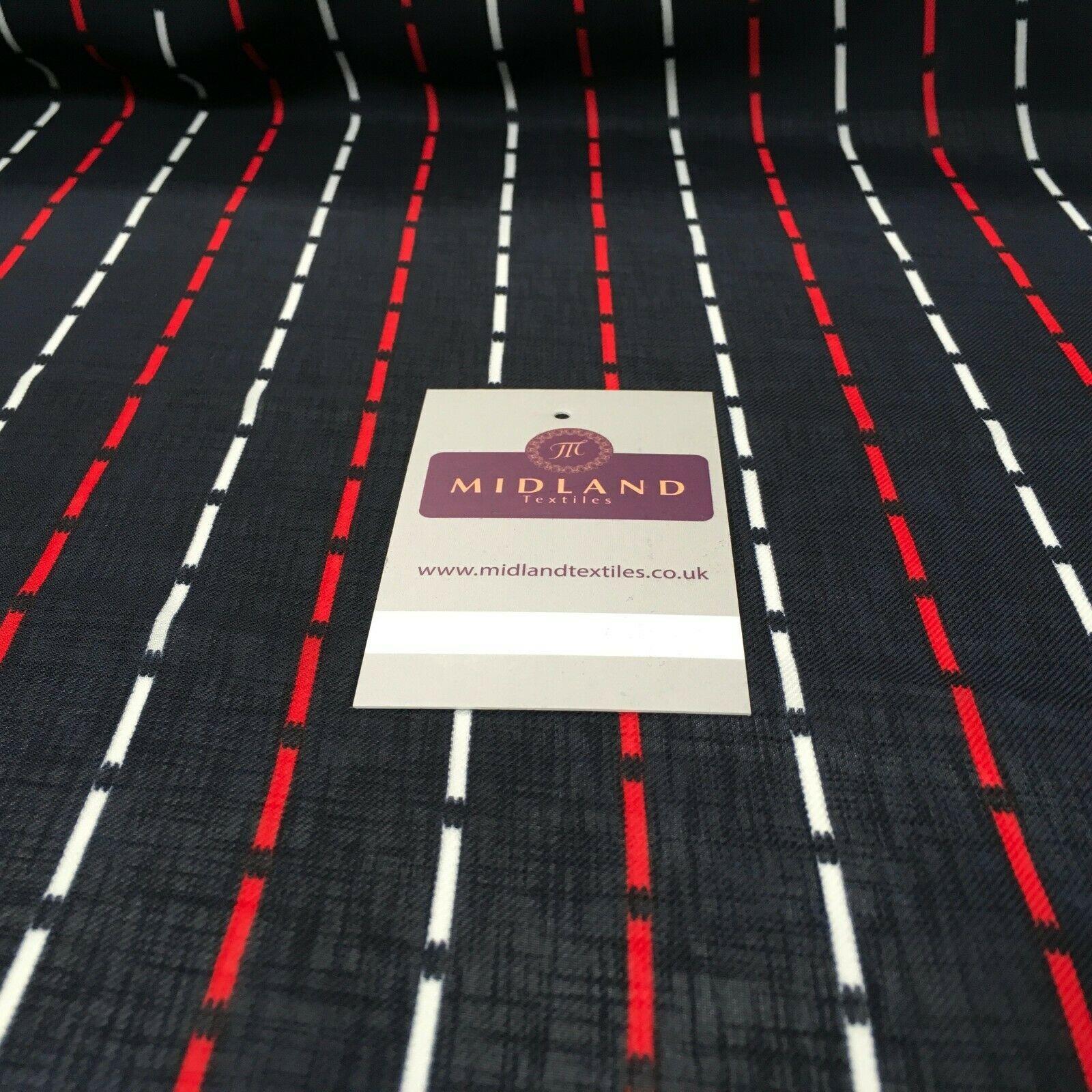 Navy Blue Line Georgette crepe Linen effect dress Fabric 150cm wide MK1095-2