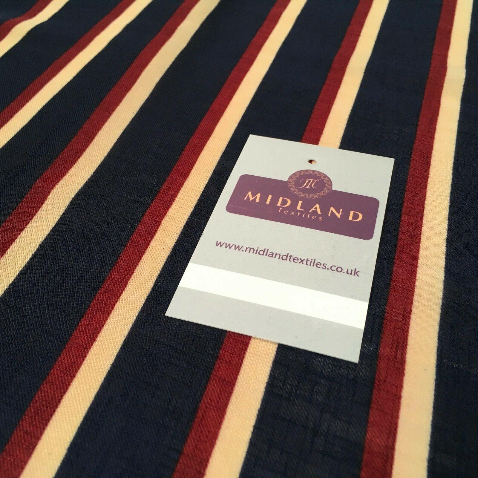 Navy Striped Georgette crepe Linen effect dress Fabric 150cm wide MK1095-12