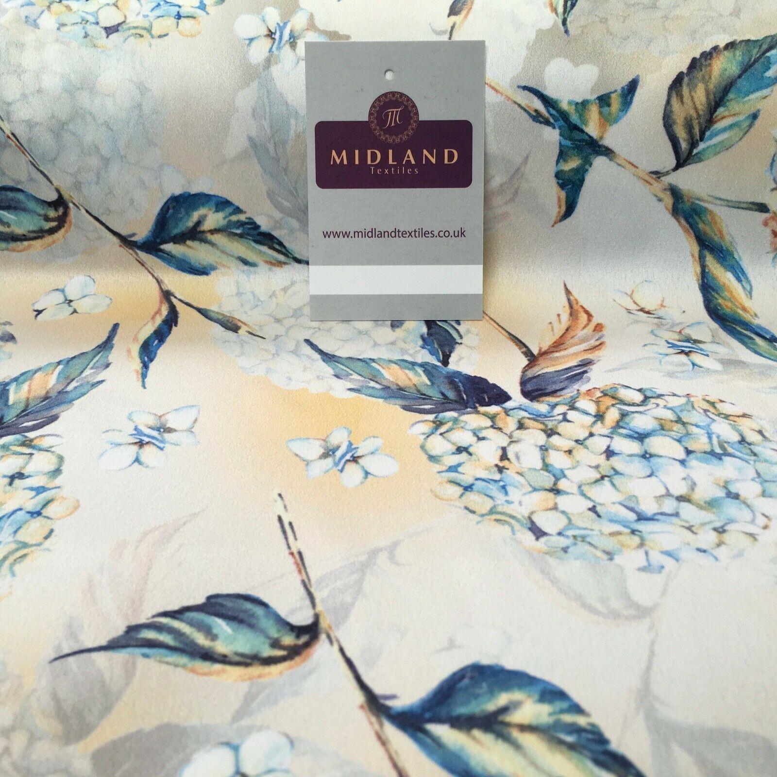 Peach Blue Matt Floral peach skin Silky Satin Dress Fabric 58' MA1081-1 Mtex