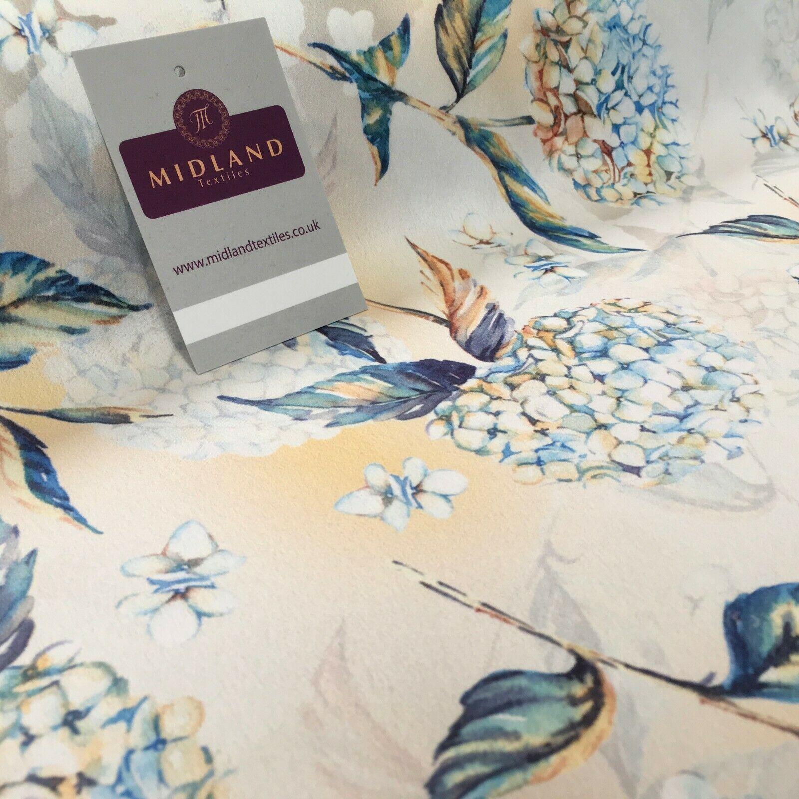 Peach Blue Matt Floral peach skin Silky Satin Dress Fabric 58' MA1081-1 Mtex