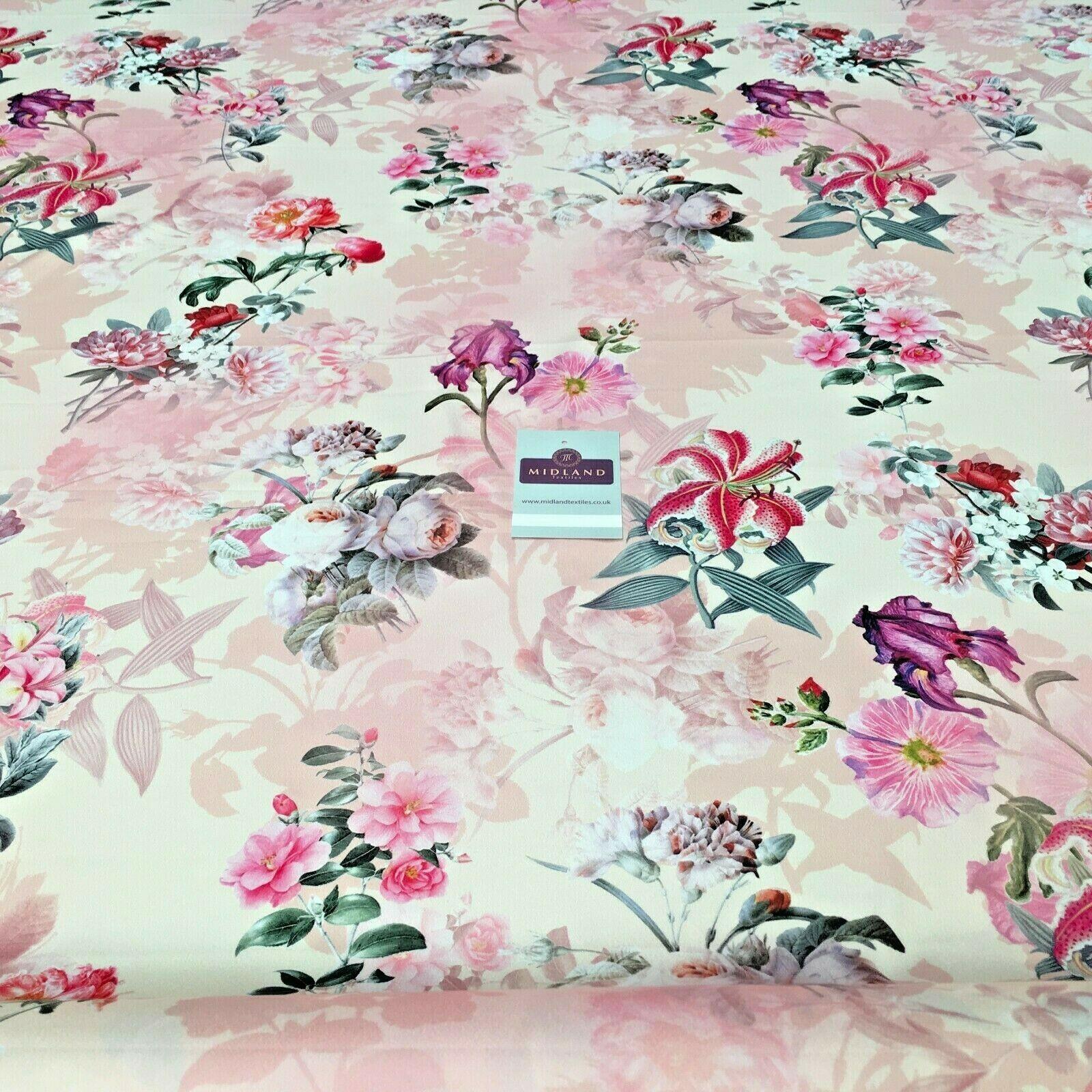 Pink Peach Matt Floral peach skin Silky Satin Printed Fabric 150 Cm MQ1081-4