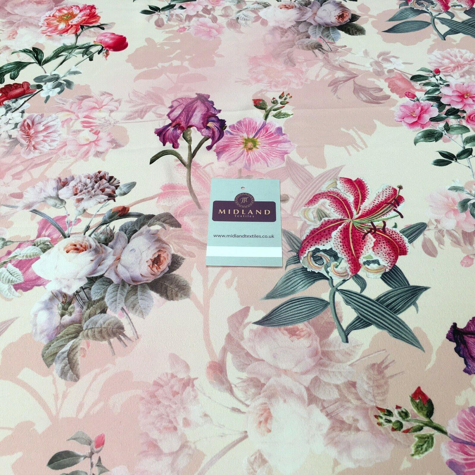 Pink Peach Matt Floral peach skin Silky Satin Printed Fabric 150 Cm MQ1081-4