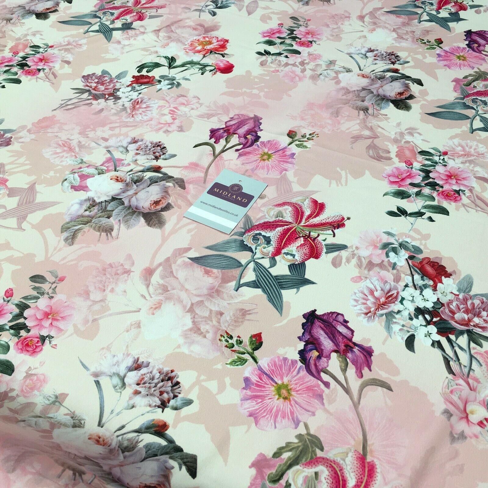 Pink Peach Matt Floral peach skin Silky Satin Printed Fabric 150 Cm MQ1081-4