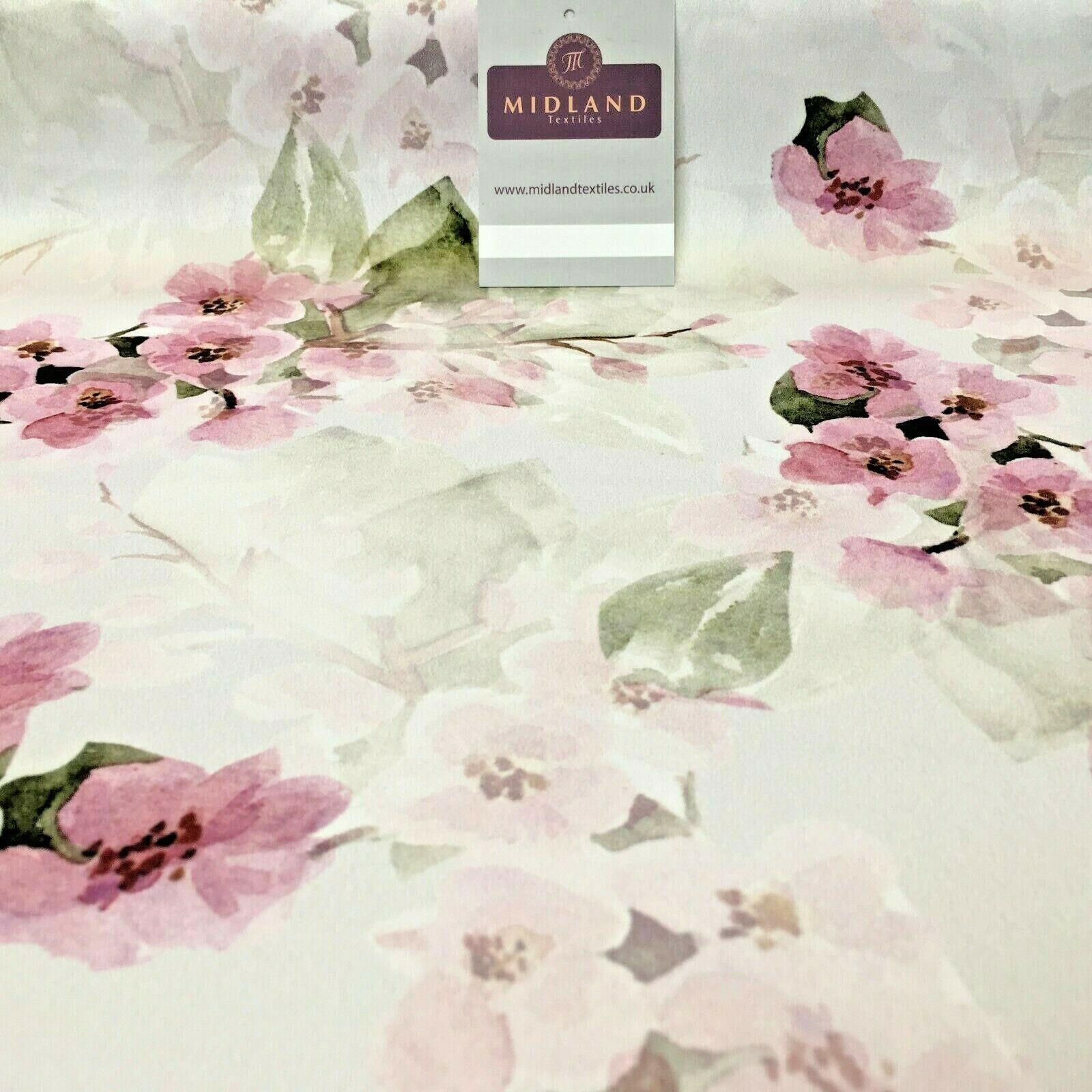 Rose Pink Matt Floral peach skin Silky Satin Printed Fabric 150 Cm MQ1081-5