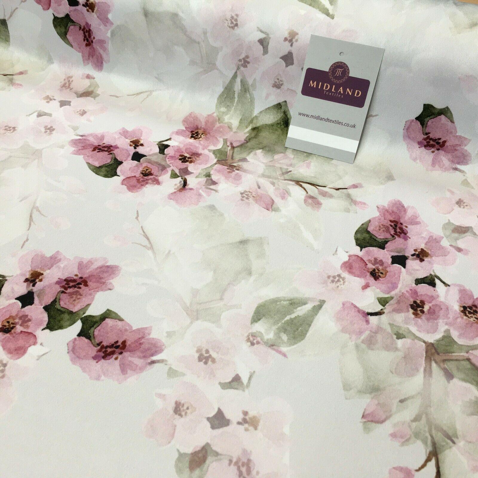 Rose Pink Matt Floral peach skin Silky Satin Printed Fabric 150 Cm MQ1081-5