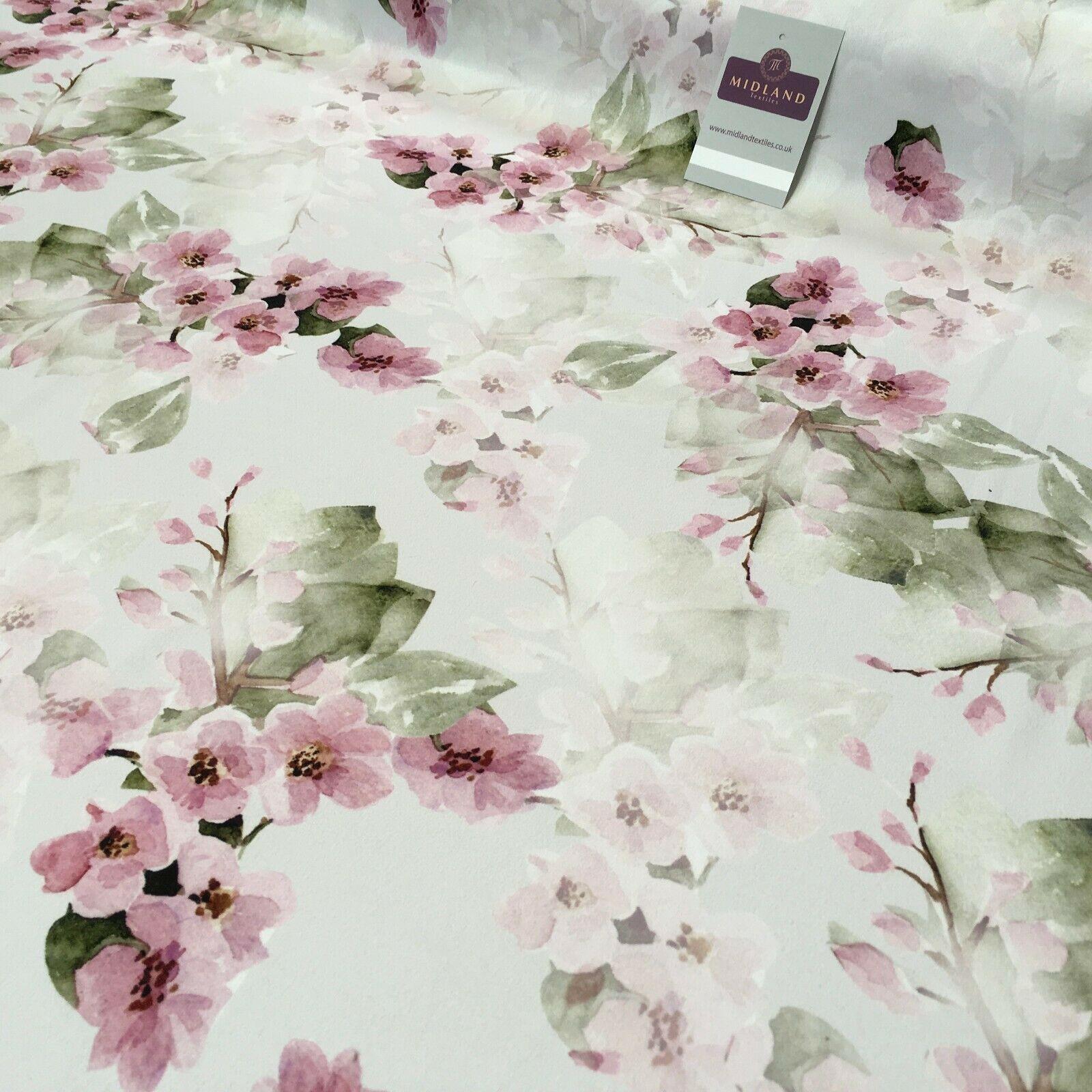 Rose Pink Matt Floral peach skin Silky Satin Printed Fabric 150 Cm MQ1081-5