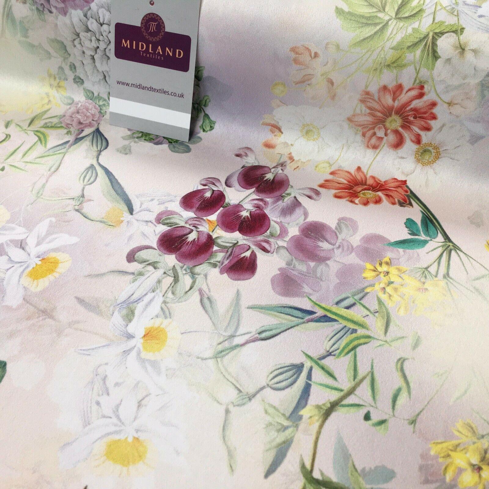 Yellow Lime Matt Floral peach skin Silky Satin Printed Fabric 150 Cm  MQ1081-2