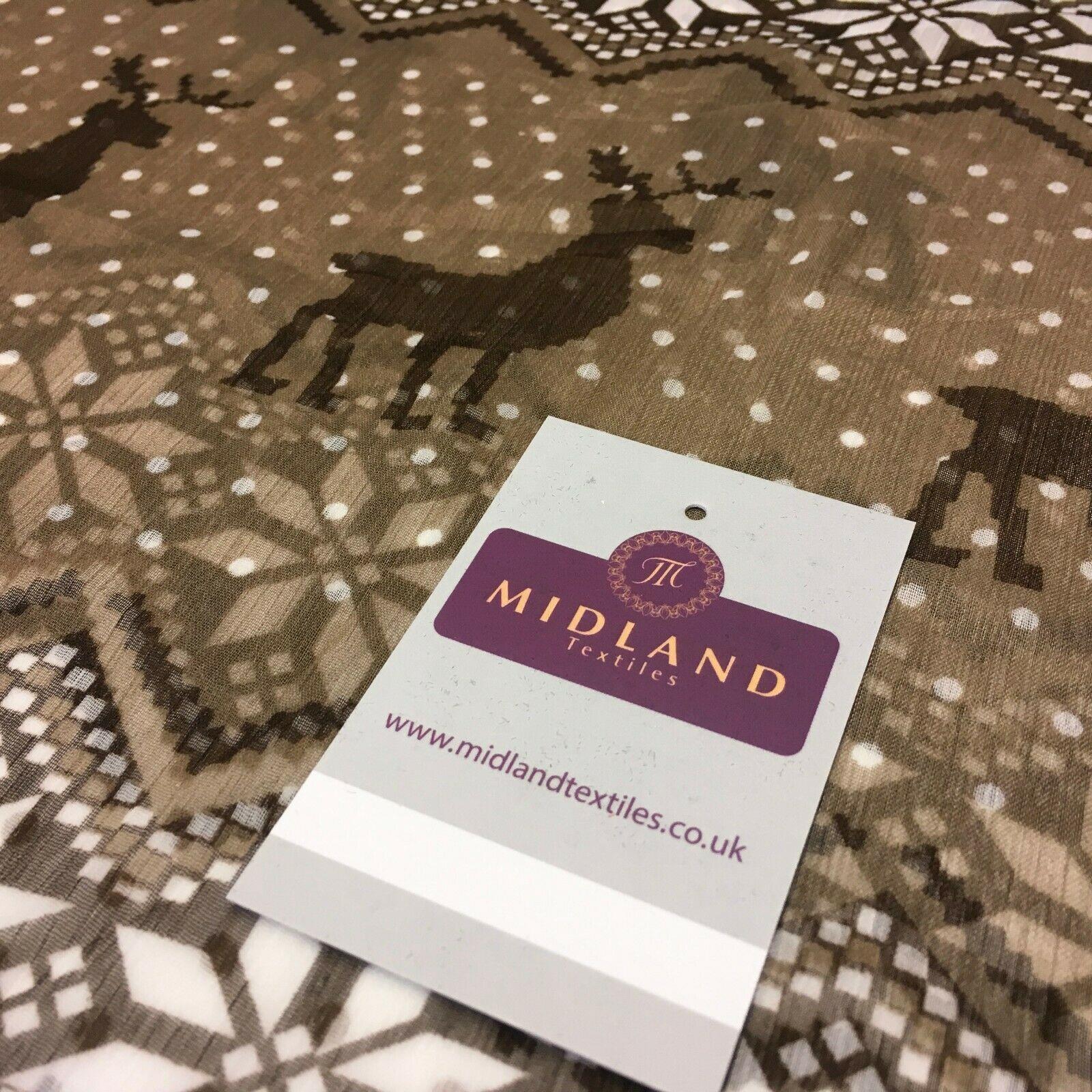 Cream Brown Reindeer Crinkle Georgette Chiffon Fabric 150cm wide MK1090-7