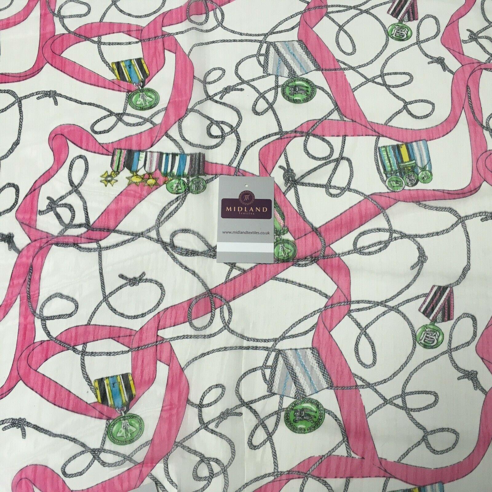 Pink Medal Ropes Crinkle Georgette Chiffon's Fabric 150cm wide MK1090-1 Mtex