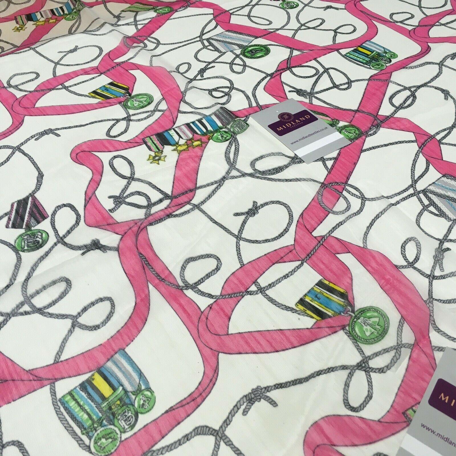 Pink Medal Ropes Crinkle Georgette Chiffon's Fabric 150cm wide MK1090-1 Mtex