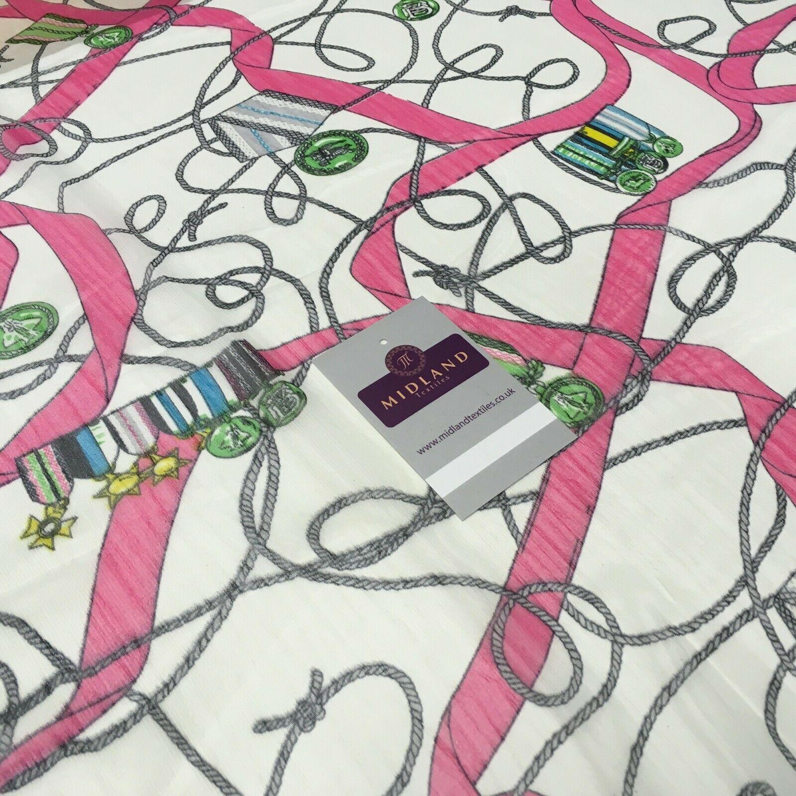 Pink Medal Ropes Crinkle Georgette Chiffon's Fabric 150cm wide MK1090-1 Mtex
