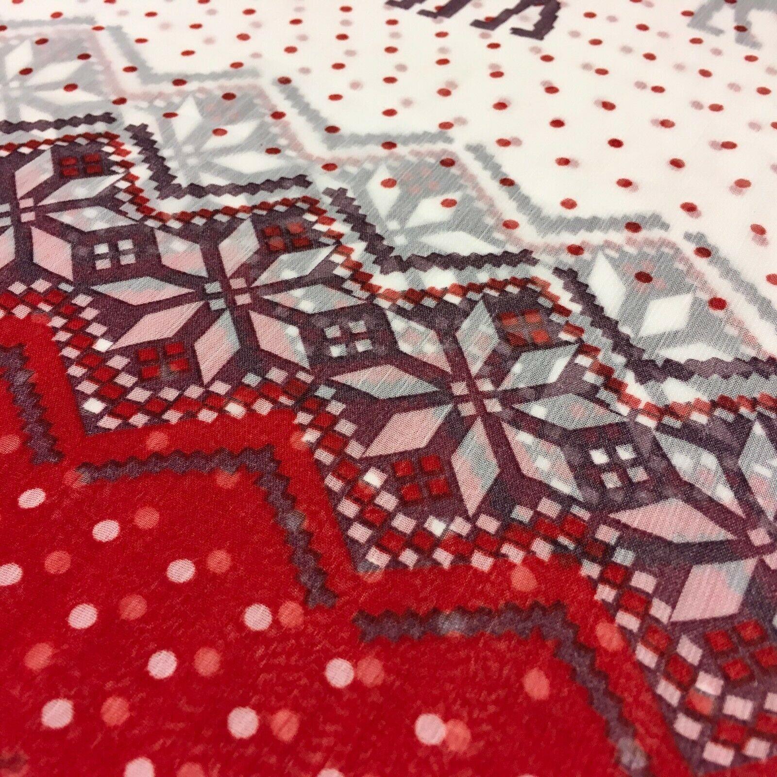 Red Reindeer printed Crinkle Georgette Chiffon fabric 150cm wide MK1090-21