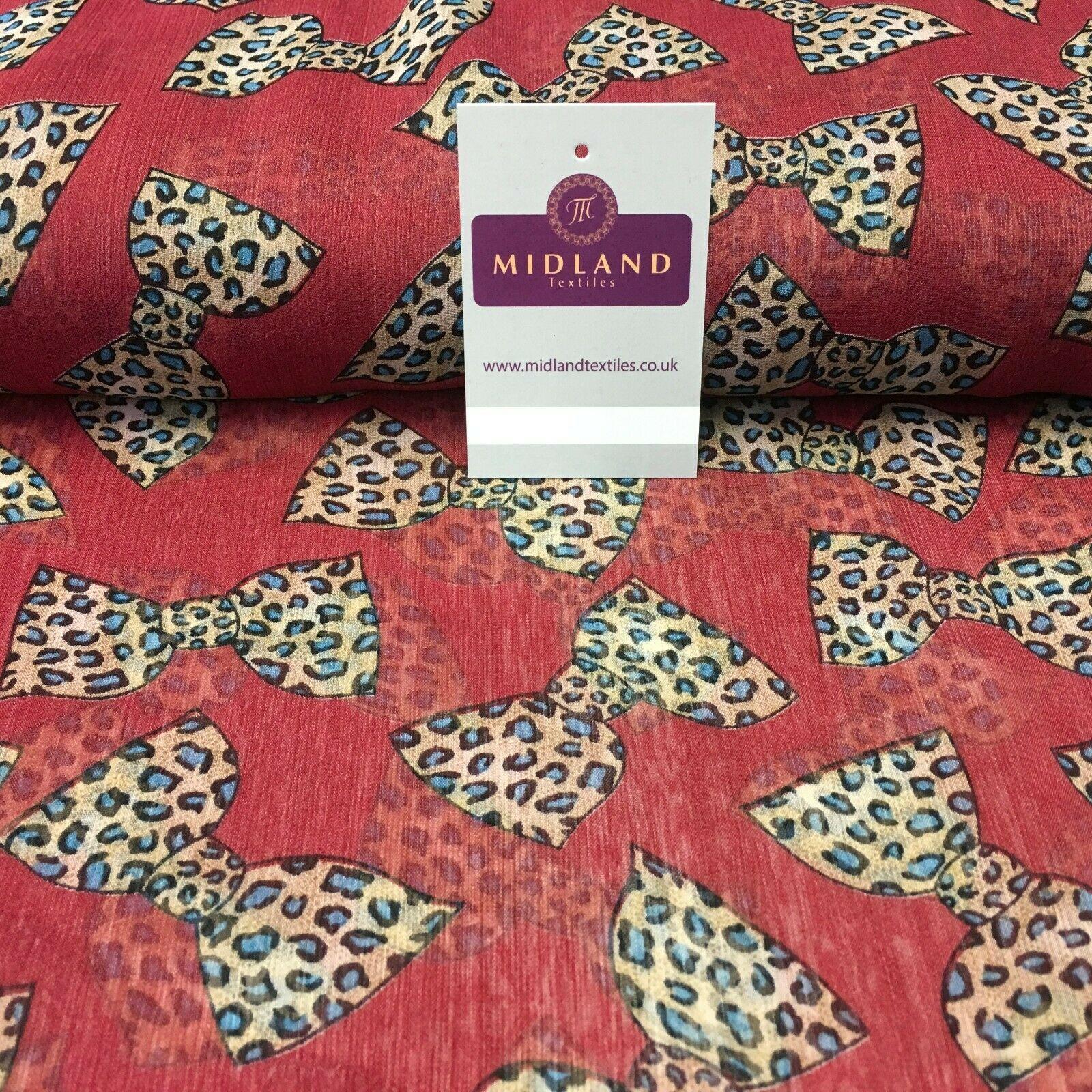 Maroon Animal Bows Printed Crinkle Georgette Chiffon Fabric 150cm wide MK1090-22