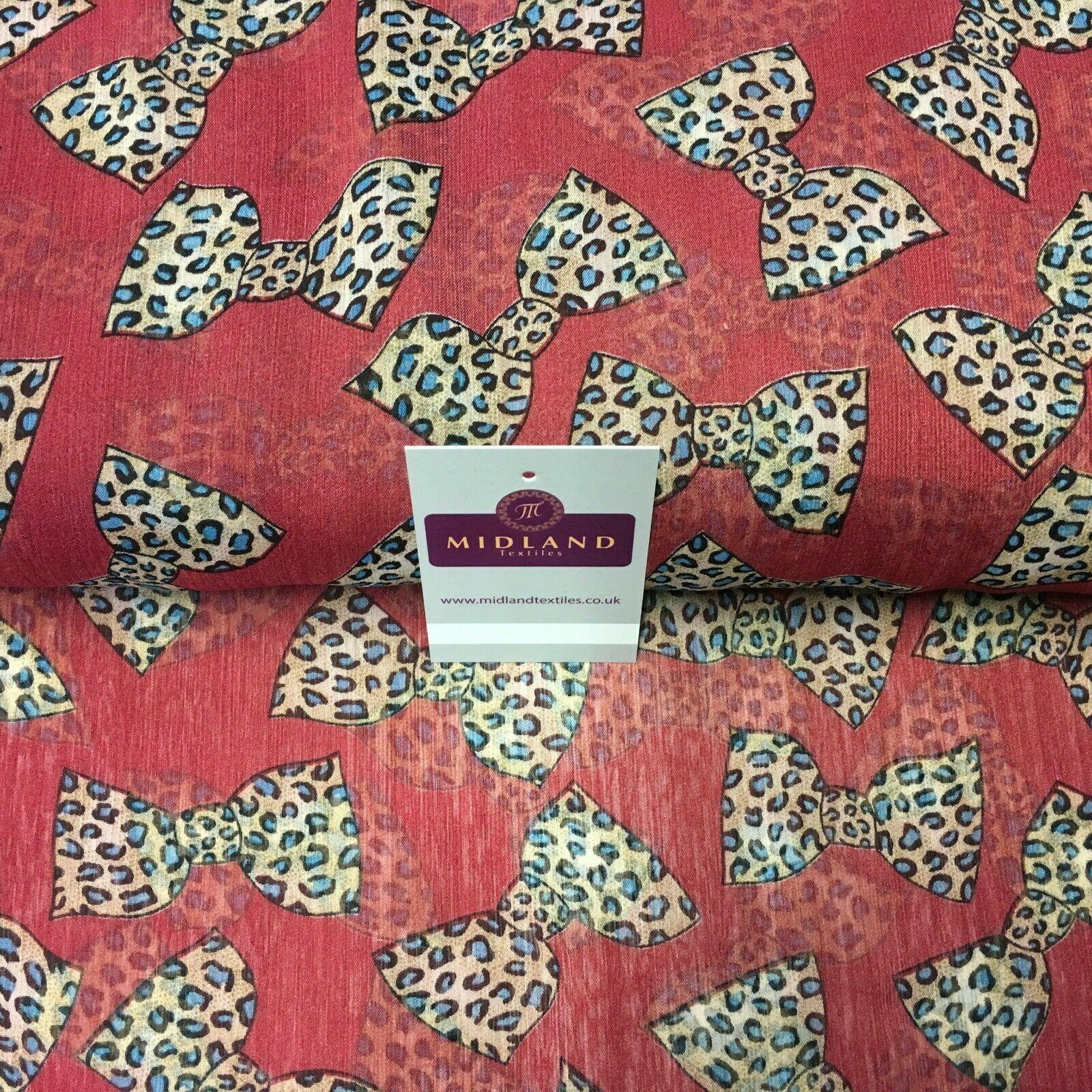Maroon Animal Bows Printed Crinkle Georgette Chiffon Fabric 150cm wide MK1090-22