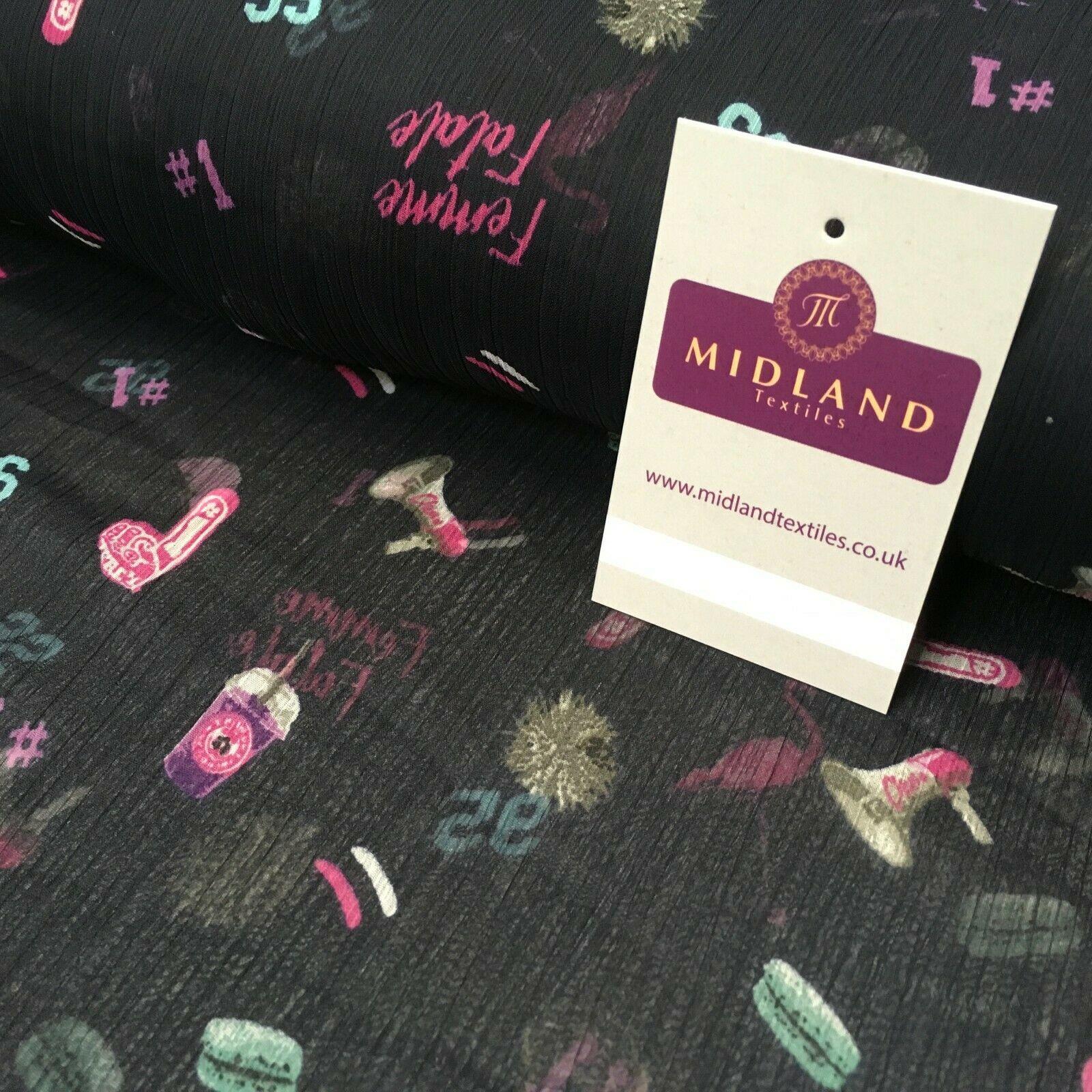 Navy Blue Femme printed Crinkle Georgette Chiffon fabric 150cm wide MK1090-15