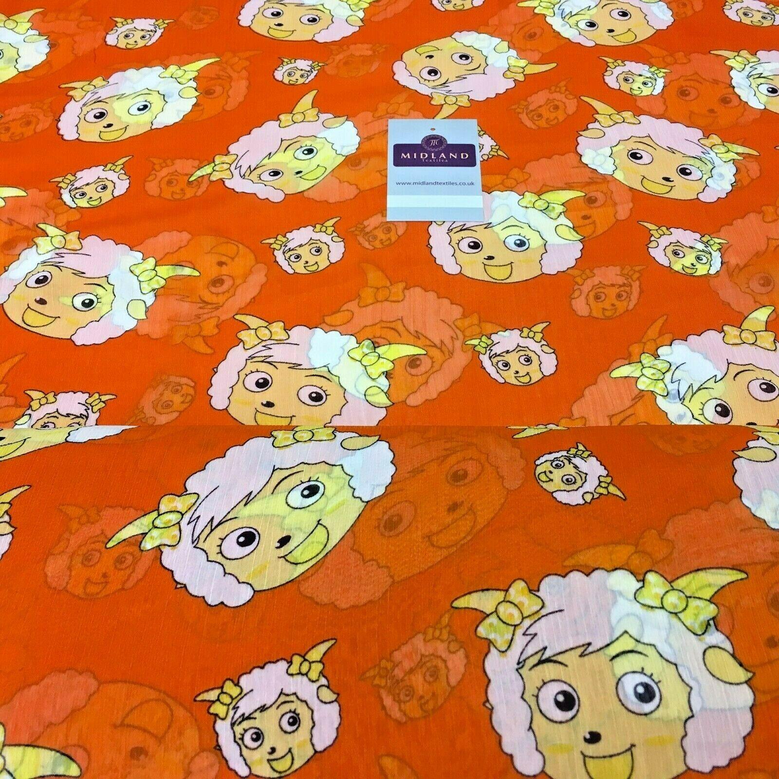 Orange Quirky Printed Crinkle Georgette Chiffon Fabric 150cm wide MK1090-26