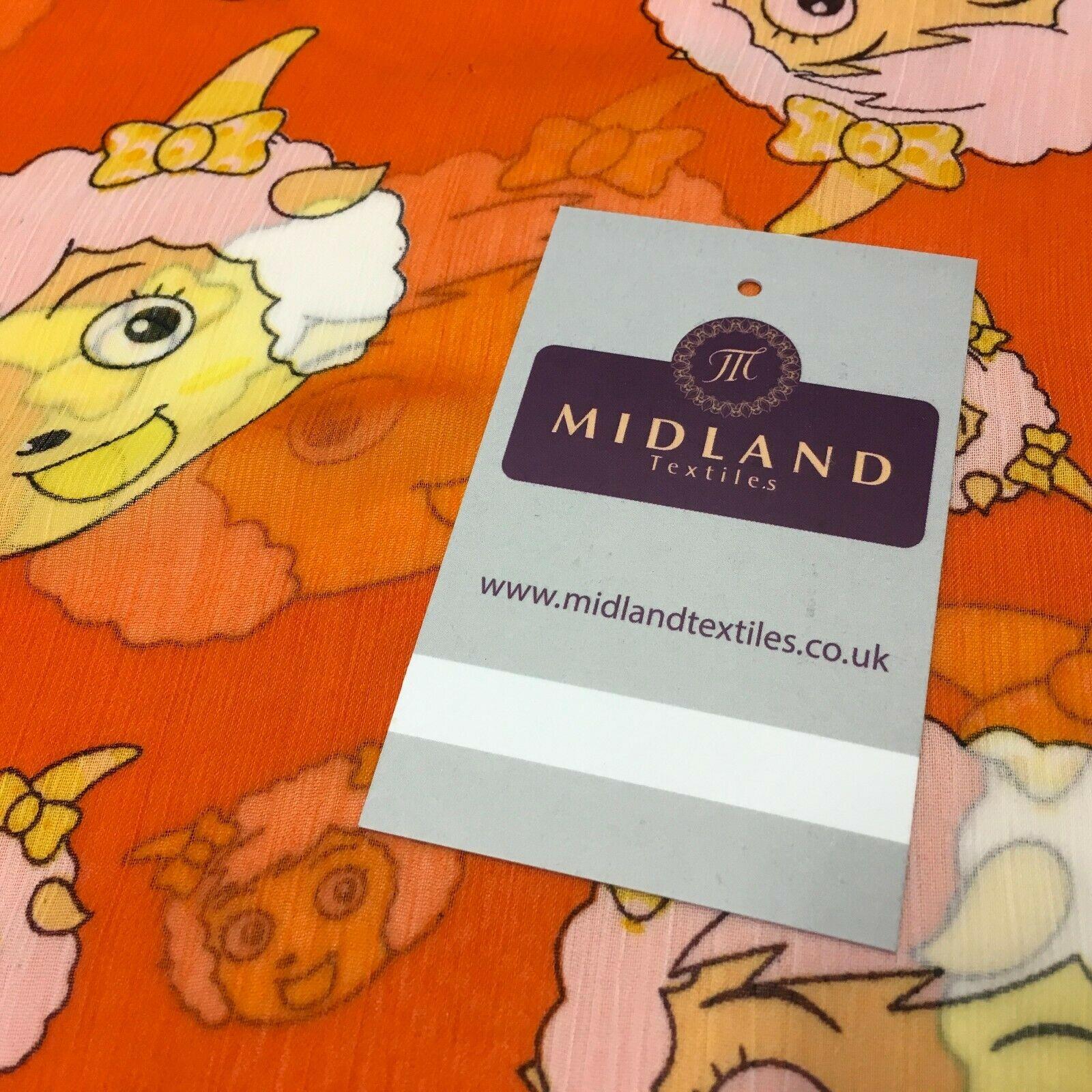 Orange Quirky Printed Crinkle Georgette Chiffon Fabric 150cm wide MK1090-26