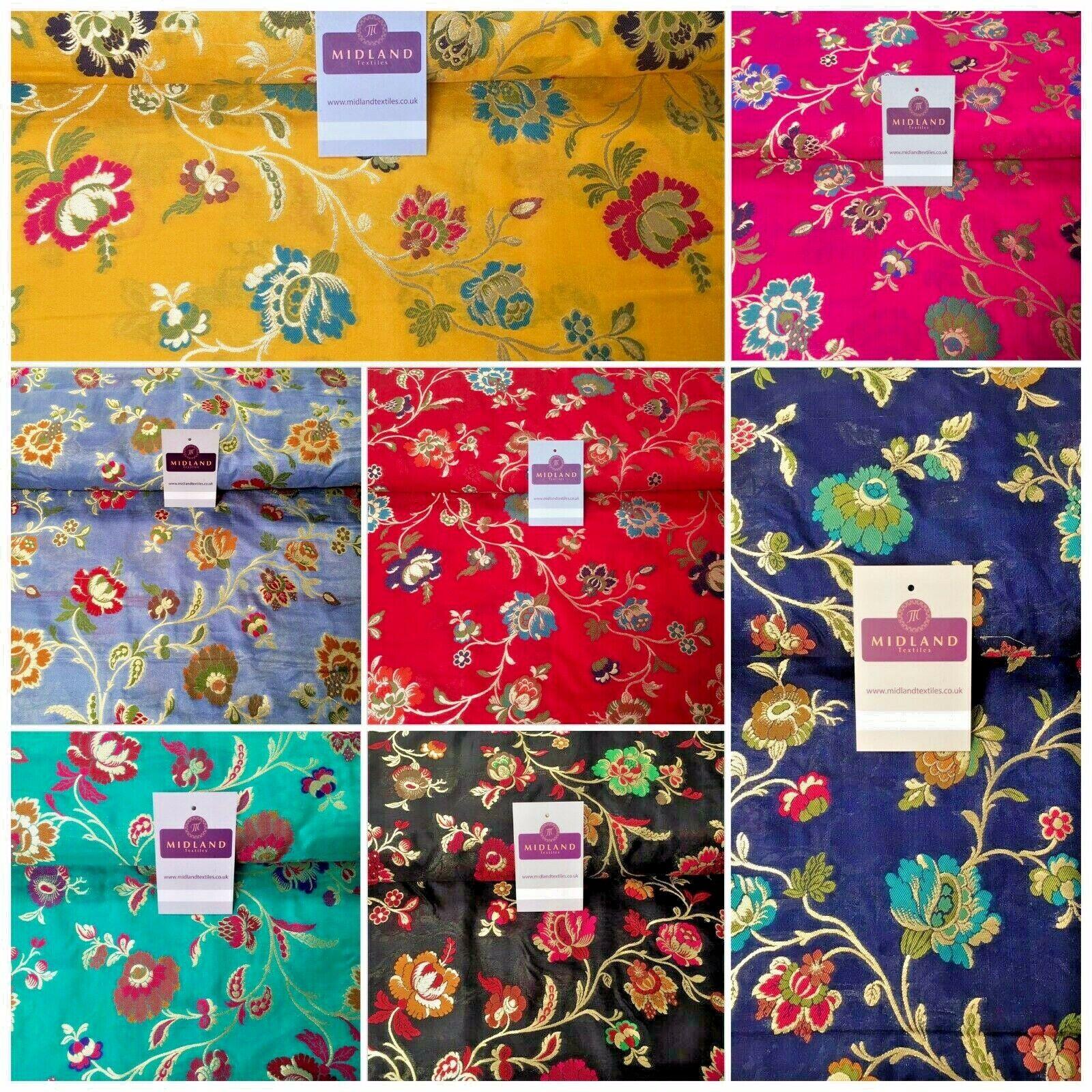 Indian Floral Banarsi Silky Brocade fabric 100cm Wide MP1116 Mtex