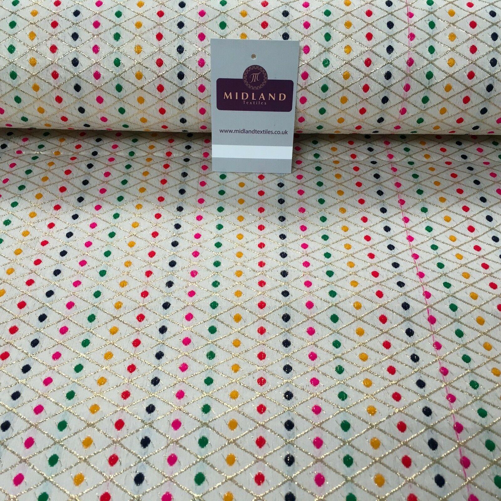 Diamond Shaped geometric multi colour dot banarsi brocade 111cm Wide MA1117 Mtex
