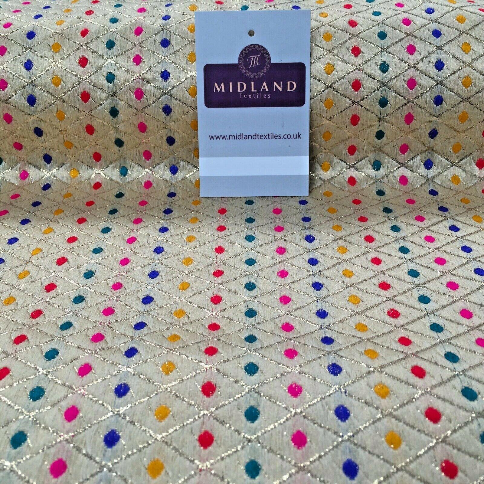 Diamond Shaped geometric multi colour dot banarsi brocade 111cm Wide MA1117 Mtex