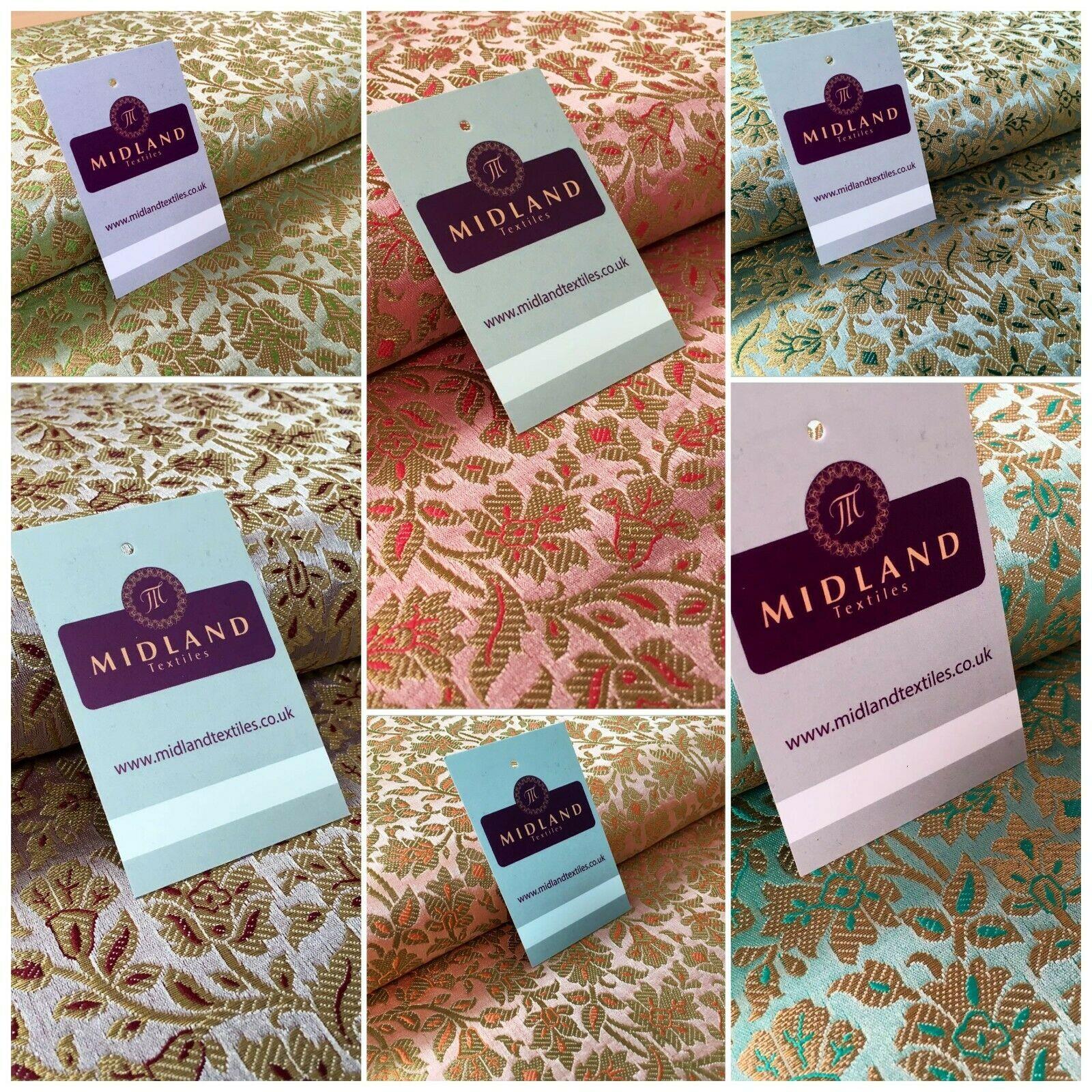 Indian Floral Banarsi Brocade Faux Silk fabric 111cm Wide MP1129 Mtex