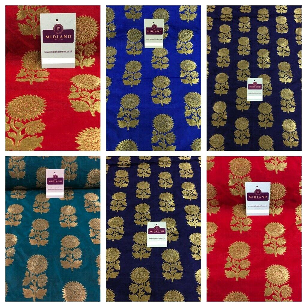 Indian Gold Flower Banarsi Brocade waistcoat fabric 110 cm Wide MN1100 Mtex