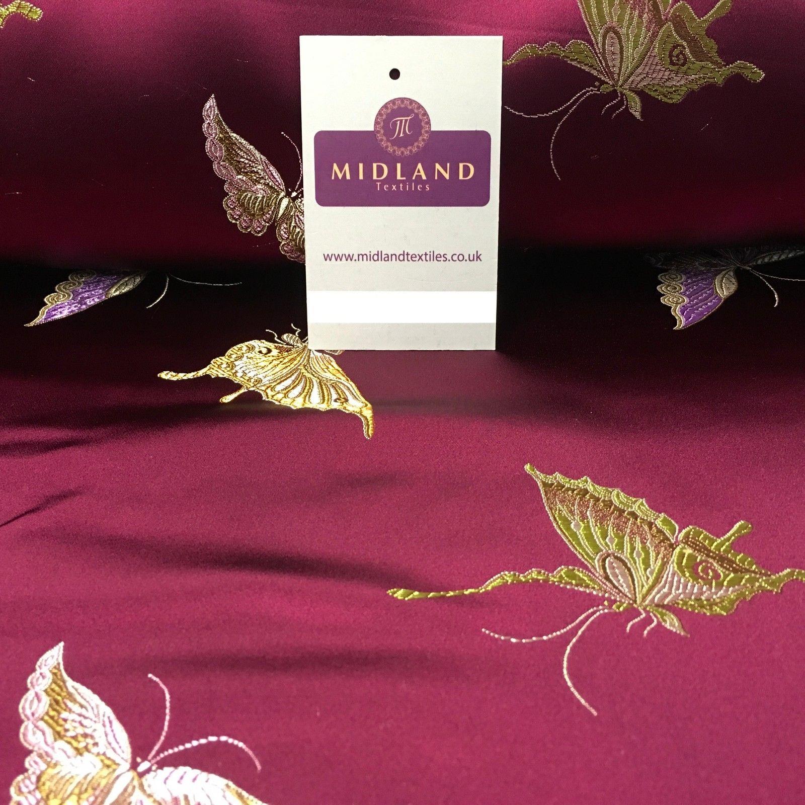 CHINESE ORIENTAL BUTTERFLY BROCADE SILKY SATIN DRESS FABRIC 44' wide Mtex M57