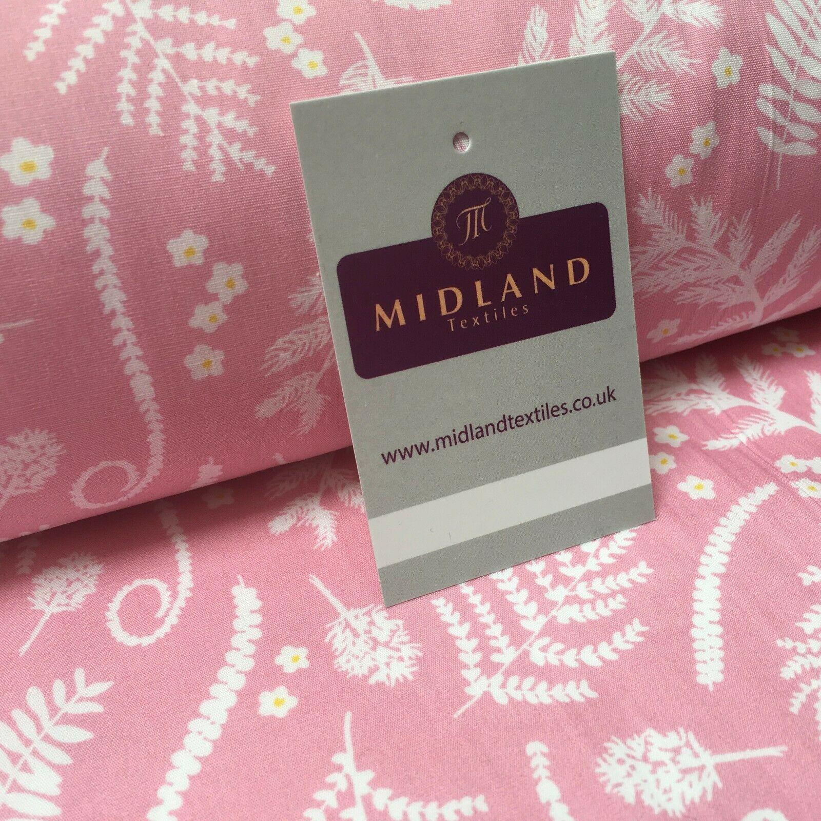 Pink and White Floral 100% Cotton Dress Fabric 110cm Wide MH1041 Mtex