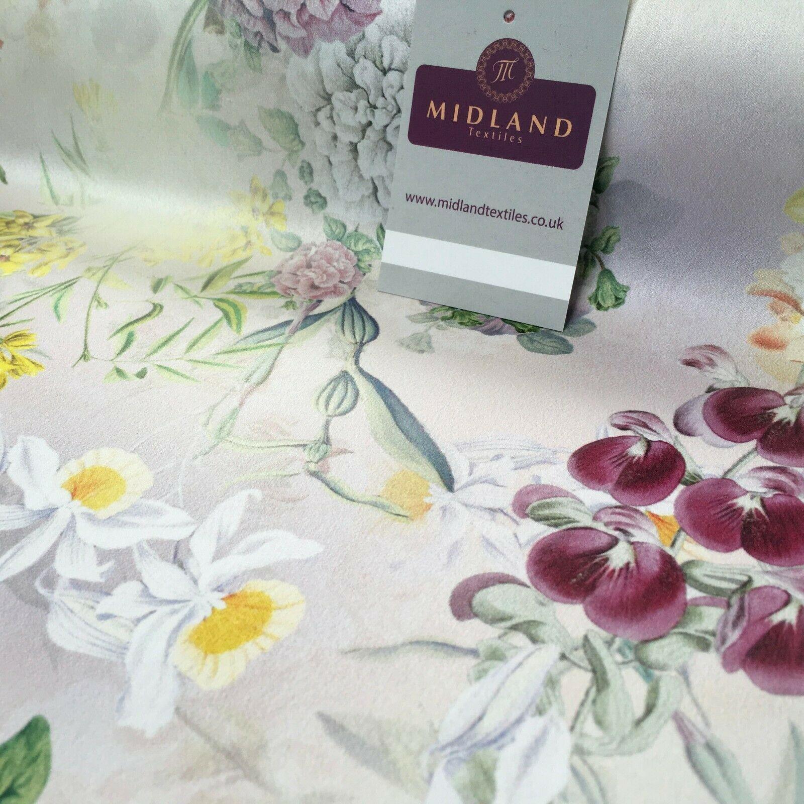 Yellow Lime Matt Floral peach skin Silky Satin Printed Fabric 150 Cm  MQ1081-2