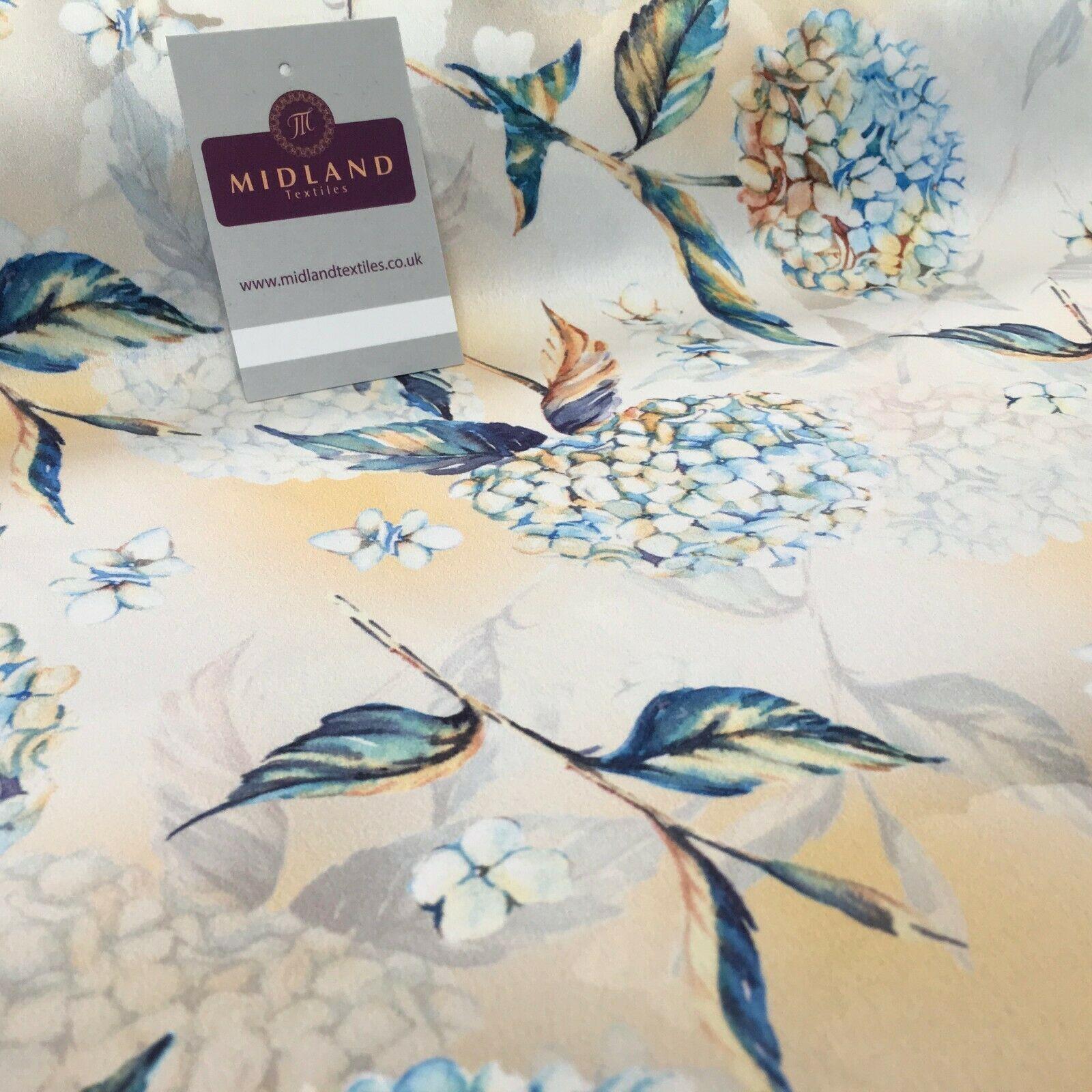 Peach Blue Matt Floral peach skin Silky Satin Dress Fabric 58' MA1081-1 Mtex