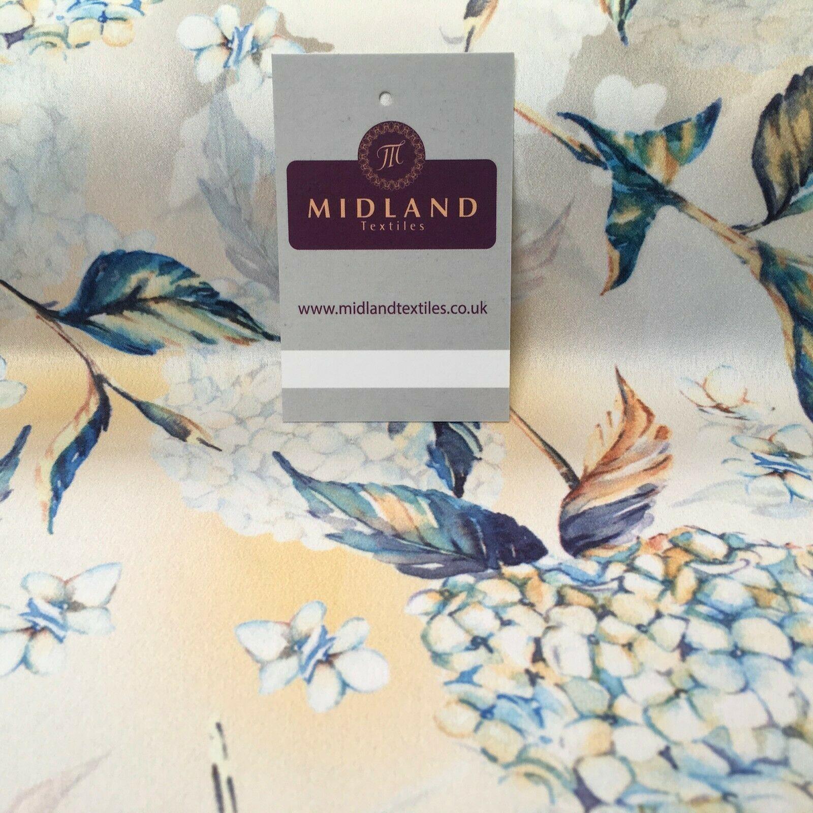 Peach Blue Matt Floral peach skin Silky Satin Dress Fabric 58' MA1081-1 Mtex