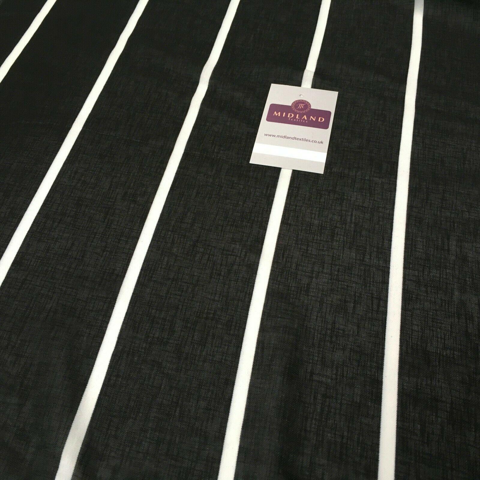 Black Stripped Georgette crepe Linen effect dress Fabric 150cm wide MK1095-10