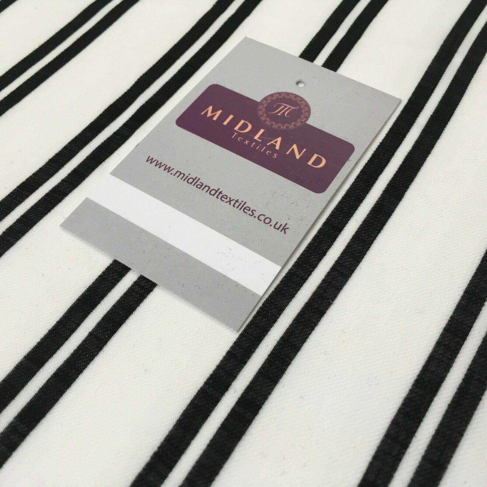 Ivory & Black Stripped Georgette crepe Linen effect fabric 150cm wide MK1095-9