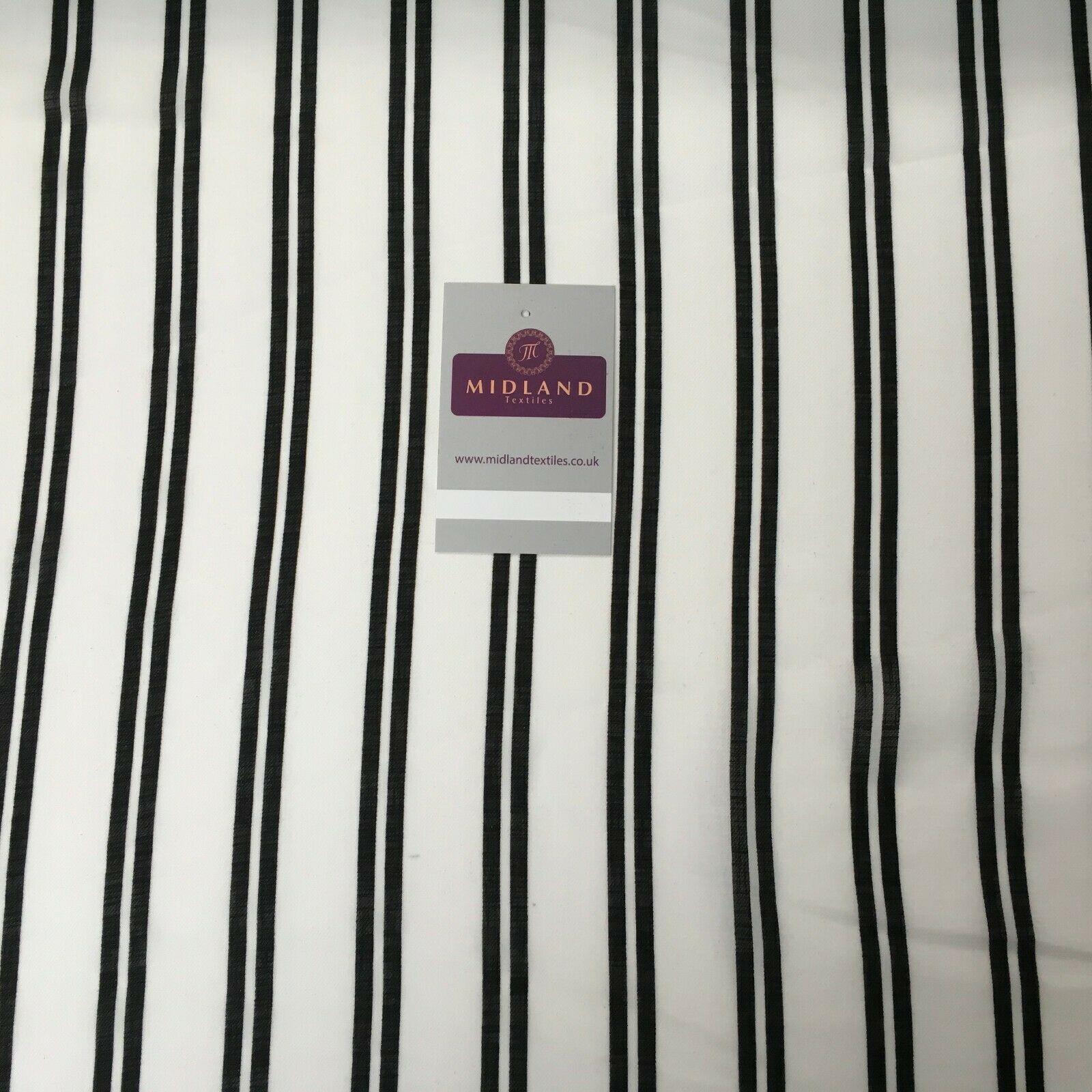 Ivory & Black Stripped Georgette crepe Linen effect fabric 150cm wide MK1095-9