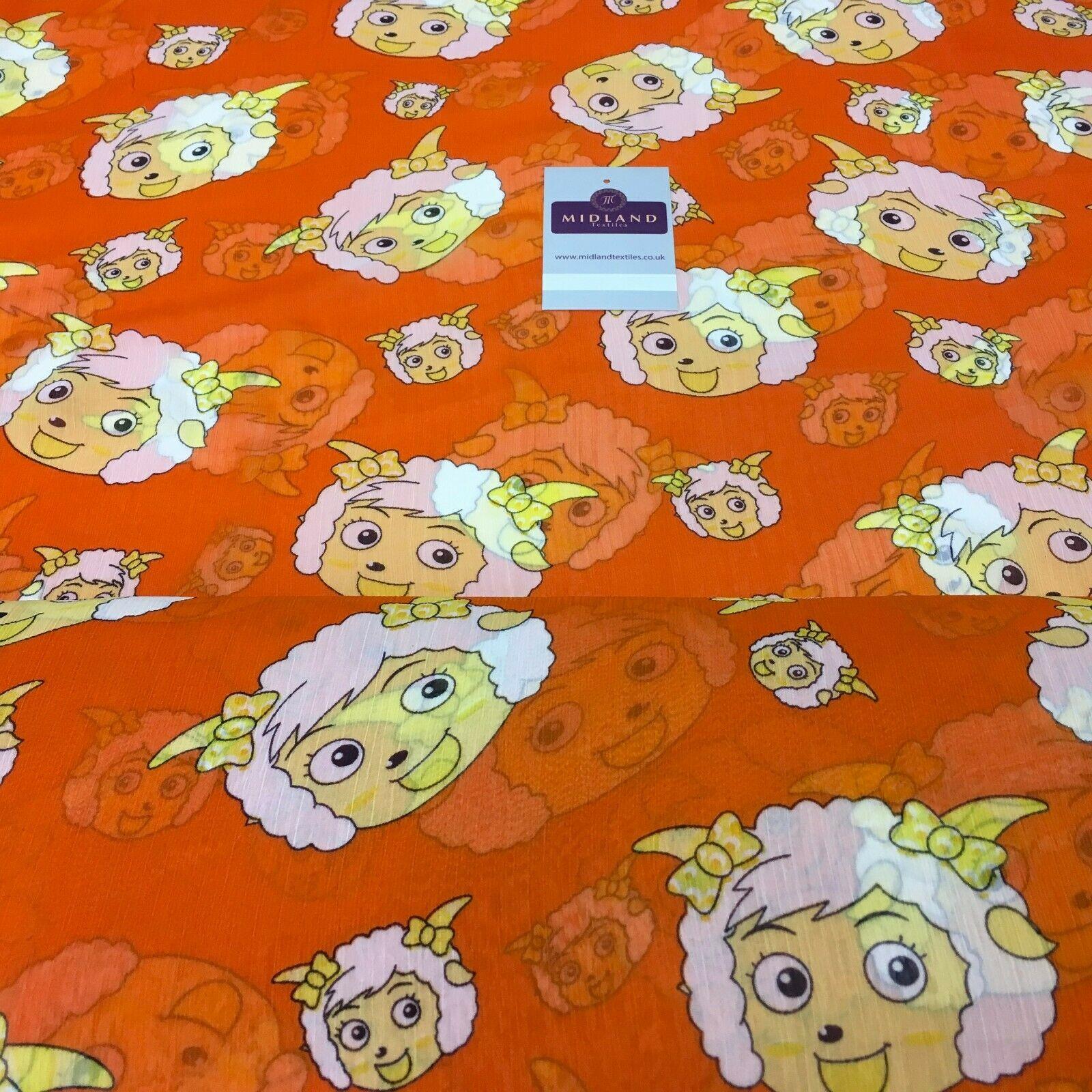 Orange Quirky Printed Crinkle Georgette Chiffon Fabric 150cm wide MK1090-26