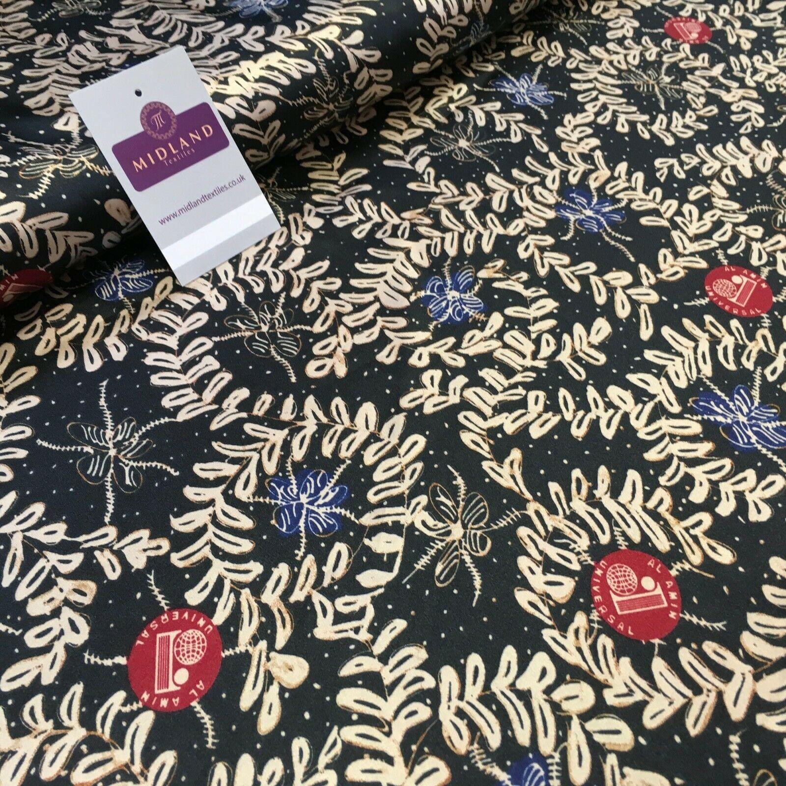 Black and Gold Floral Printed Satin Dress fabric 150cm Wide M1115 Mtex