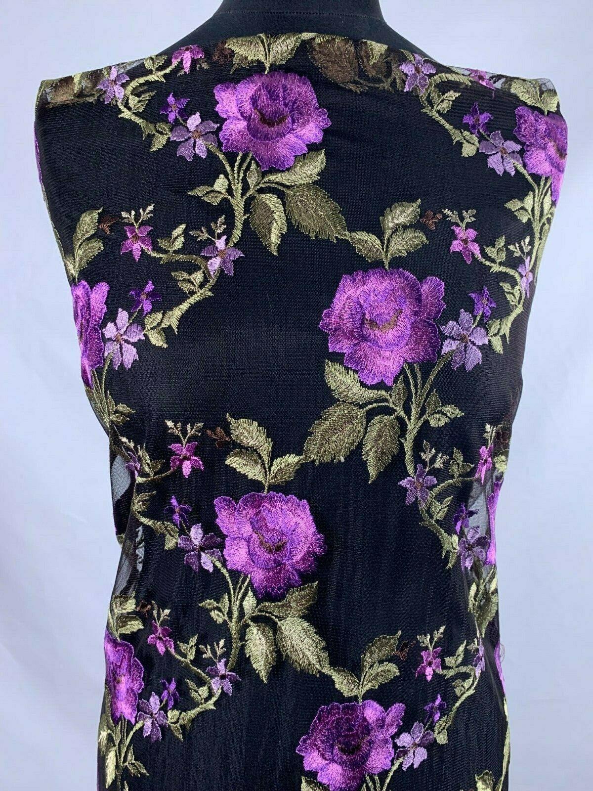 Floral Tulle Net Embroidered Wedding Dress fabric 142 cm Wide MJ1134 Mtex