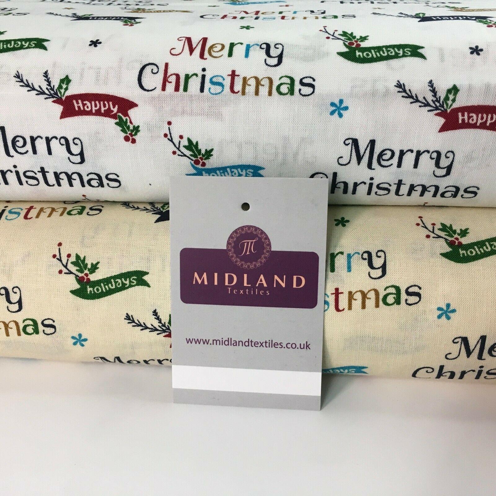 Merry Christmas Theme 100% Cotton Printed Fabric 150cm Wide MD1163
