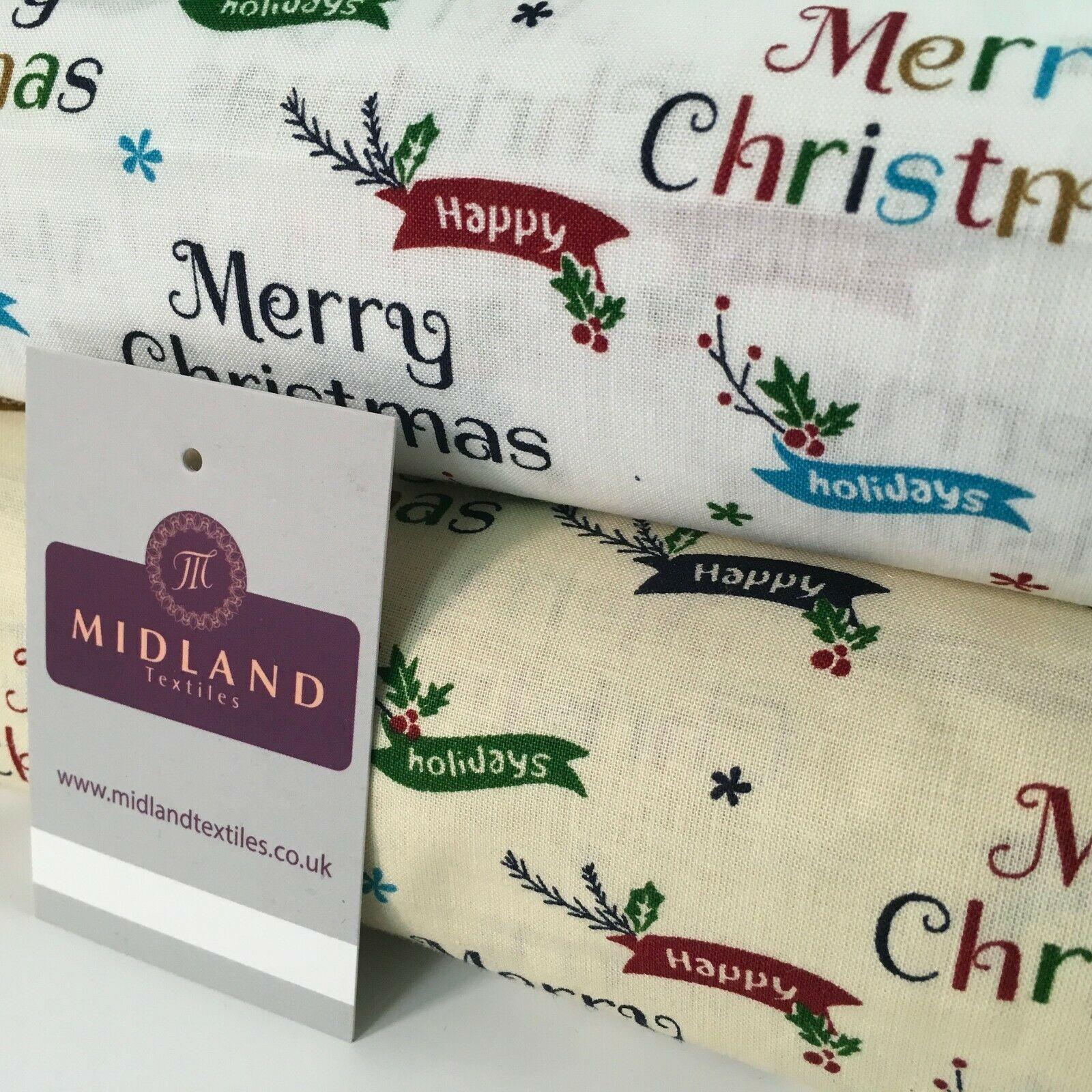 Merry Christmas Theme 100% Cotton Printed Fabric 150cm Wide MD1163