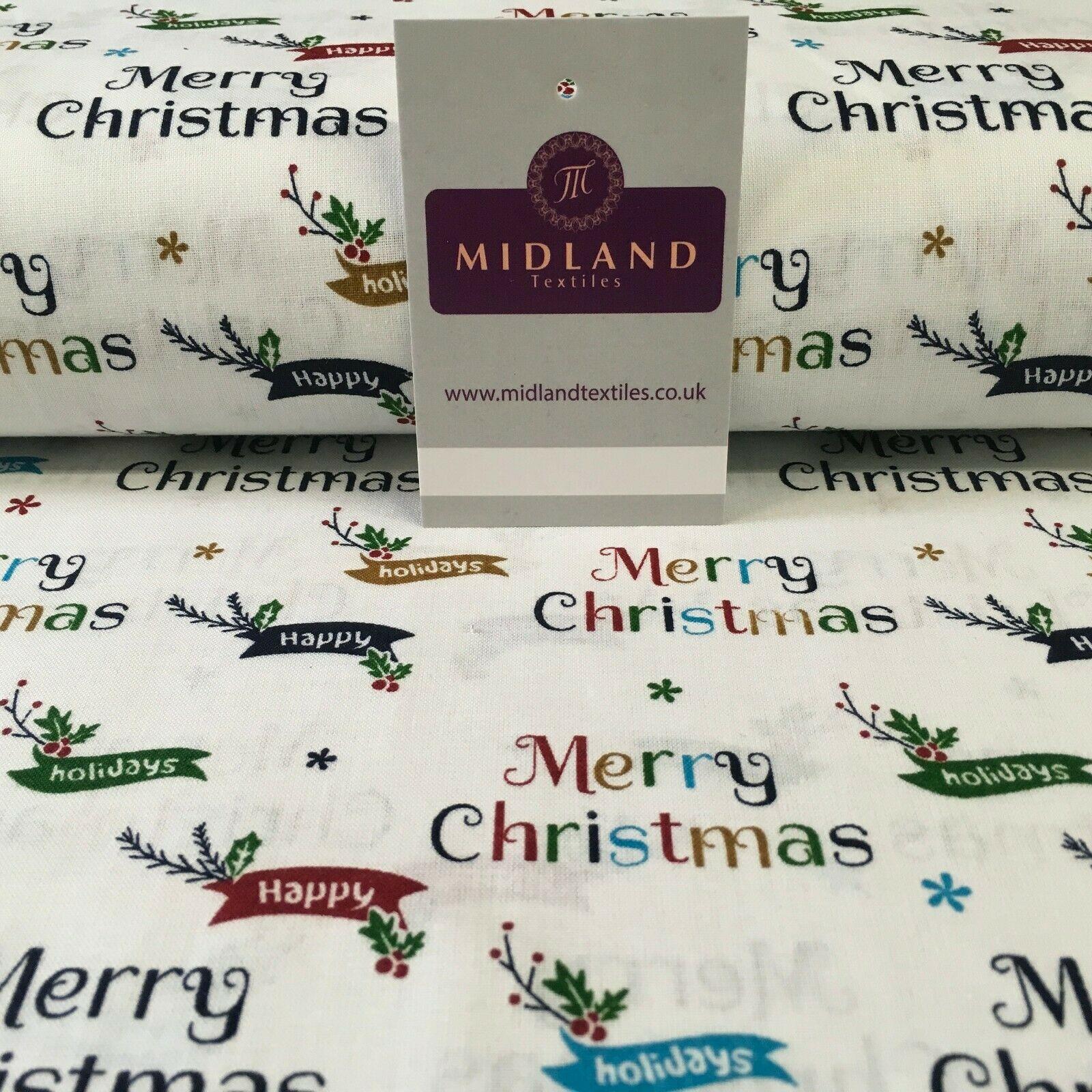 Merry Christmas Theme 100% Cotton Printed Fabric 150cm Wide MD1163
