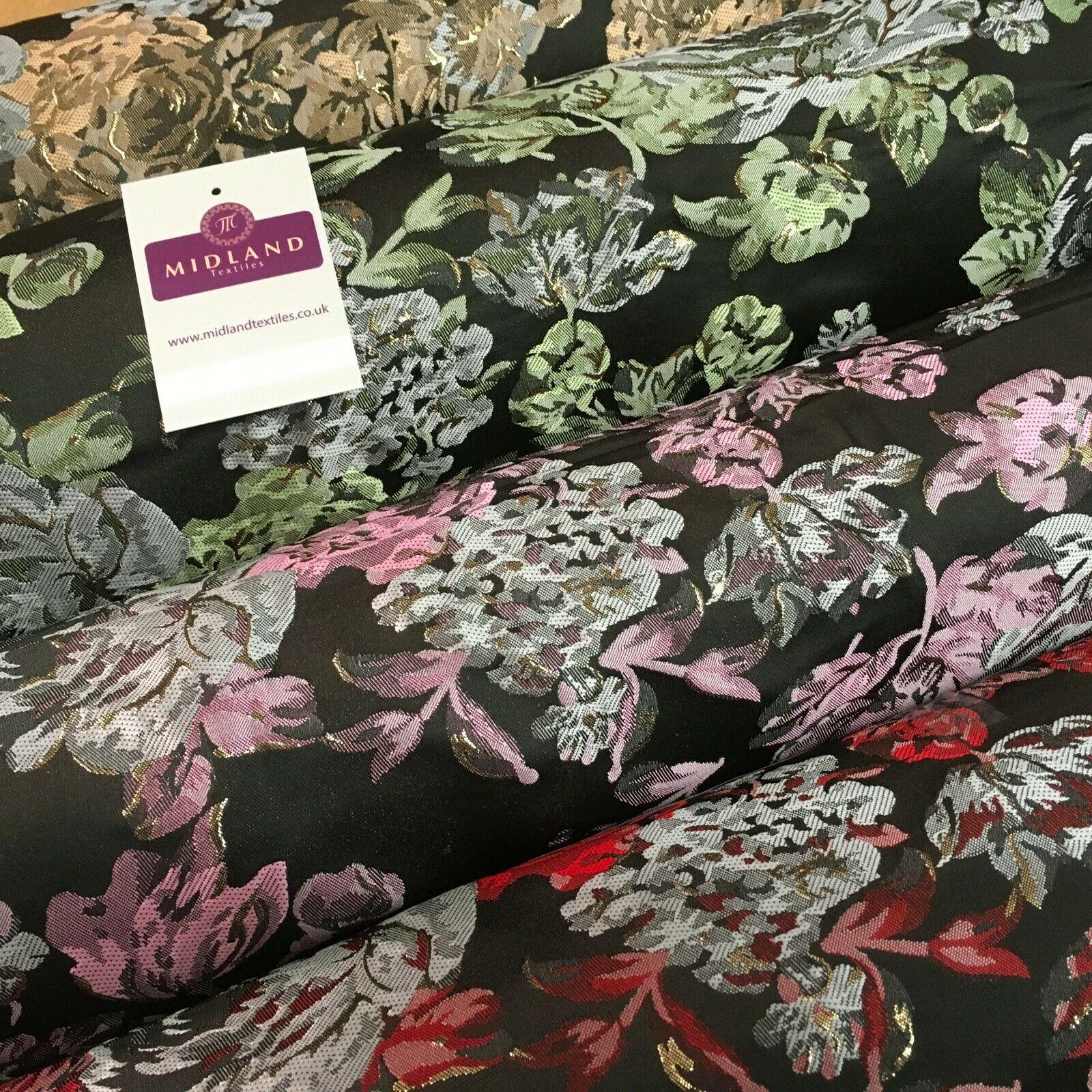 Indian Large Vintage Floral Jacquard Brocade Fabric 147 cm Wide MA1169 Mtex