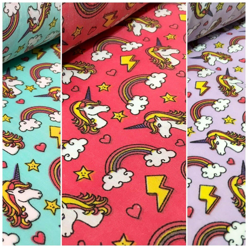 Rainbow Unicorns Mythical Polycotton Printed Fabric 110 cm Wide MH1166 Mtex