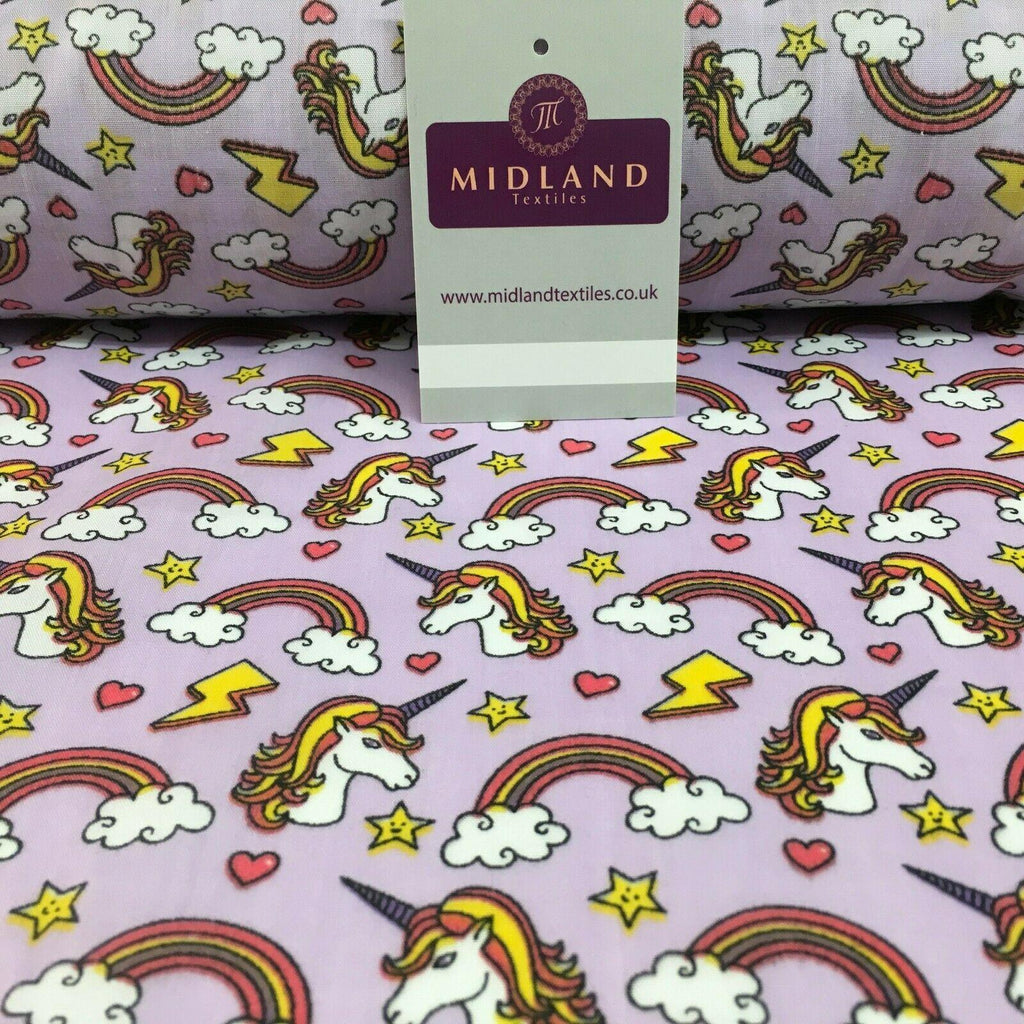 Rainbow Unicorns Mythical Polycotton Printed Fabric 110 cm Wide MH1166 Mtex