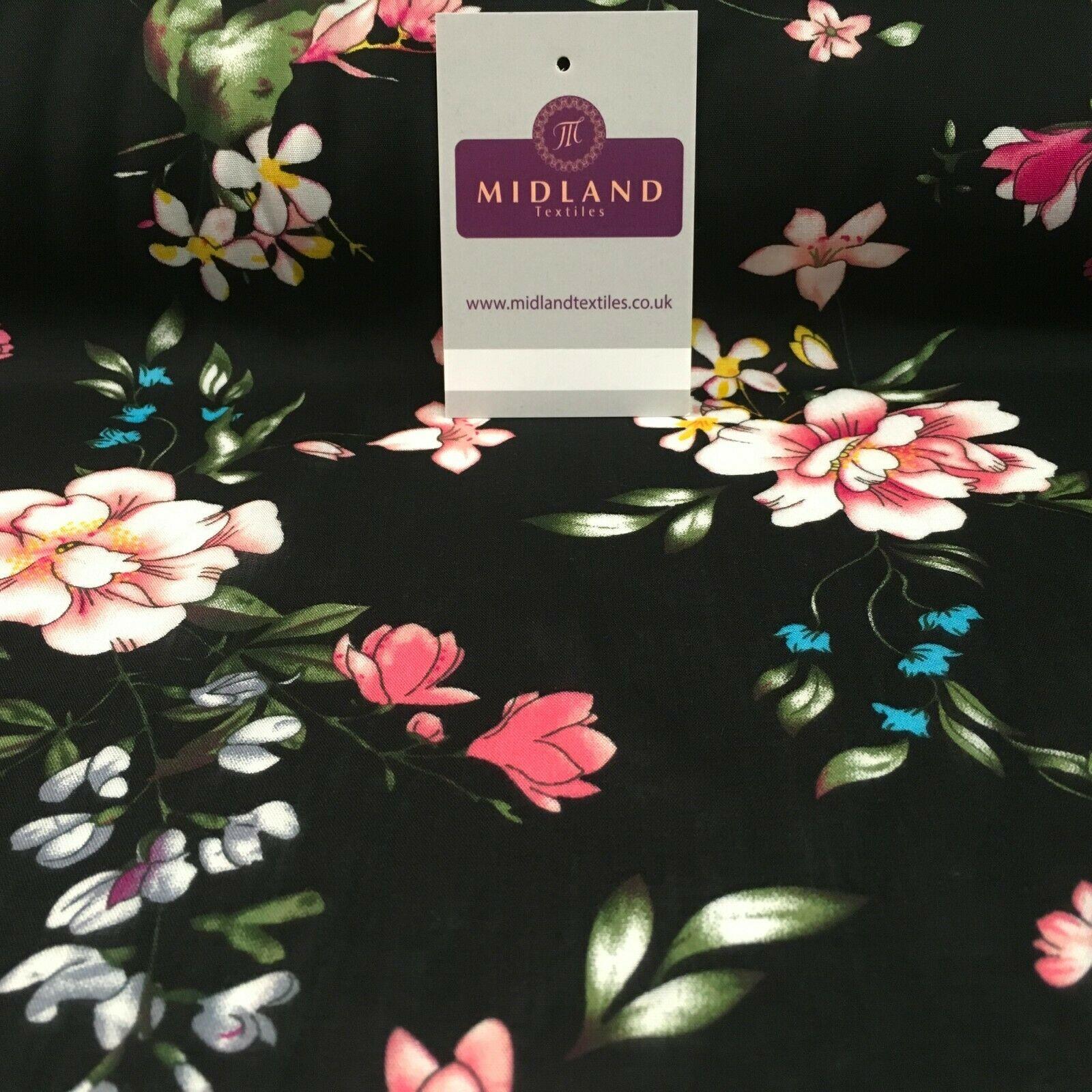 Floral Printed Rayon Viscose Dress Fabric 143cm Wide MA1174 Mtex