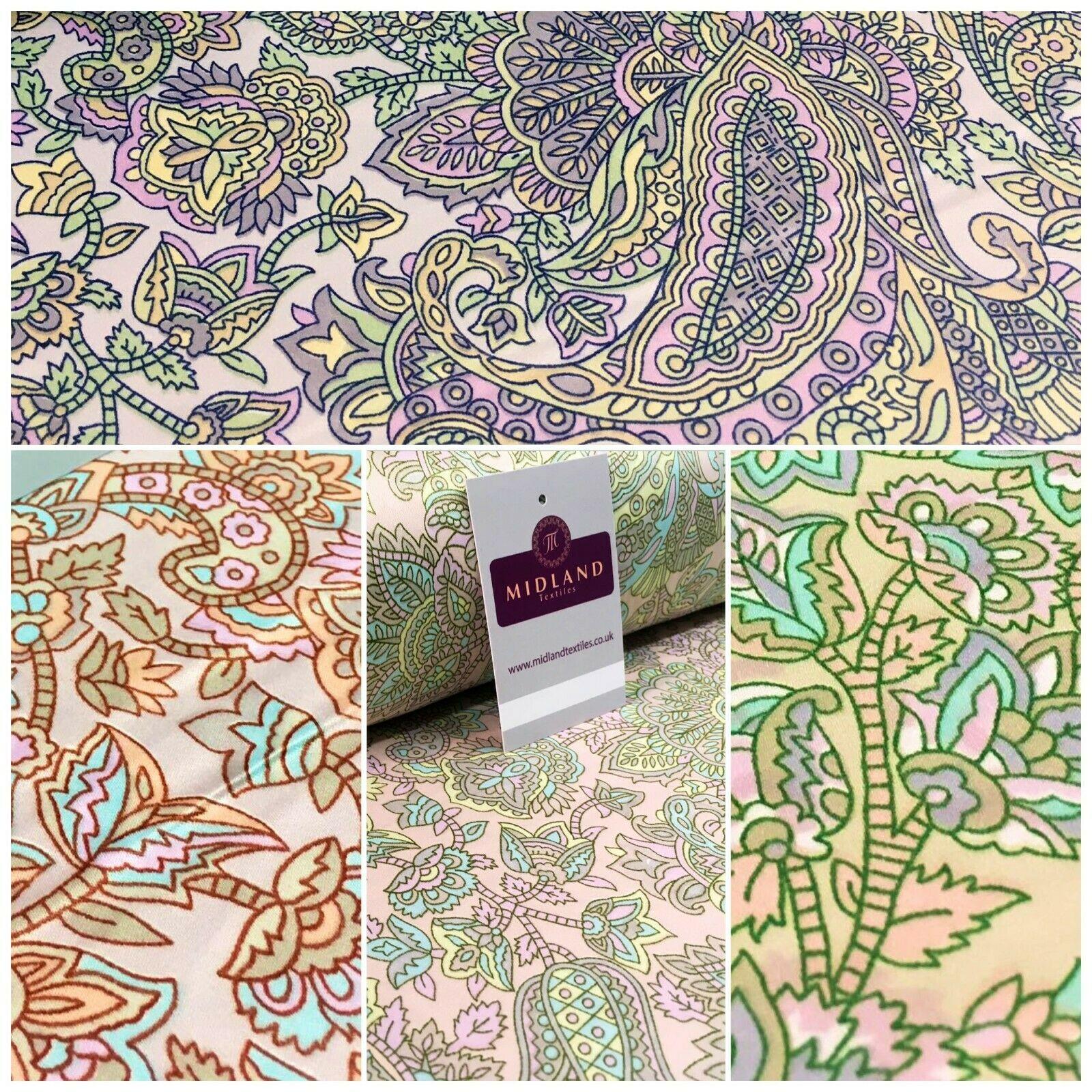 Paisley Printed Matt Dull Satin Dress Fabric 147 cm Wide MA1171 Mtex