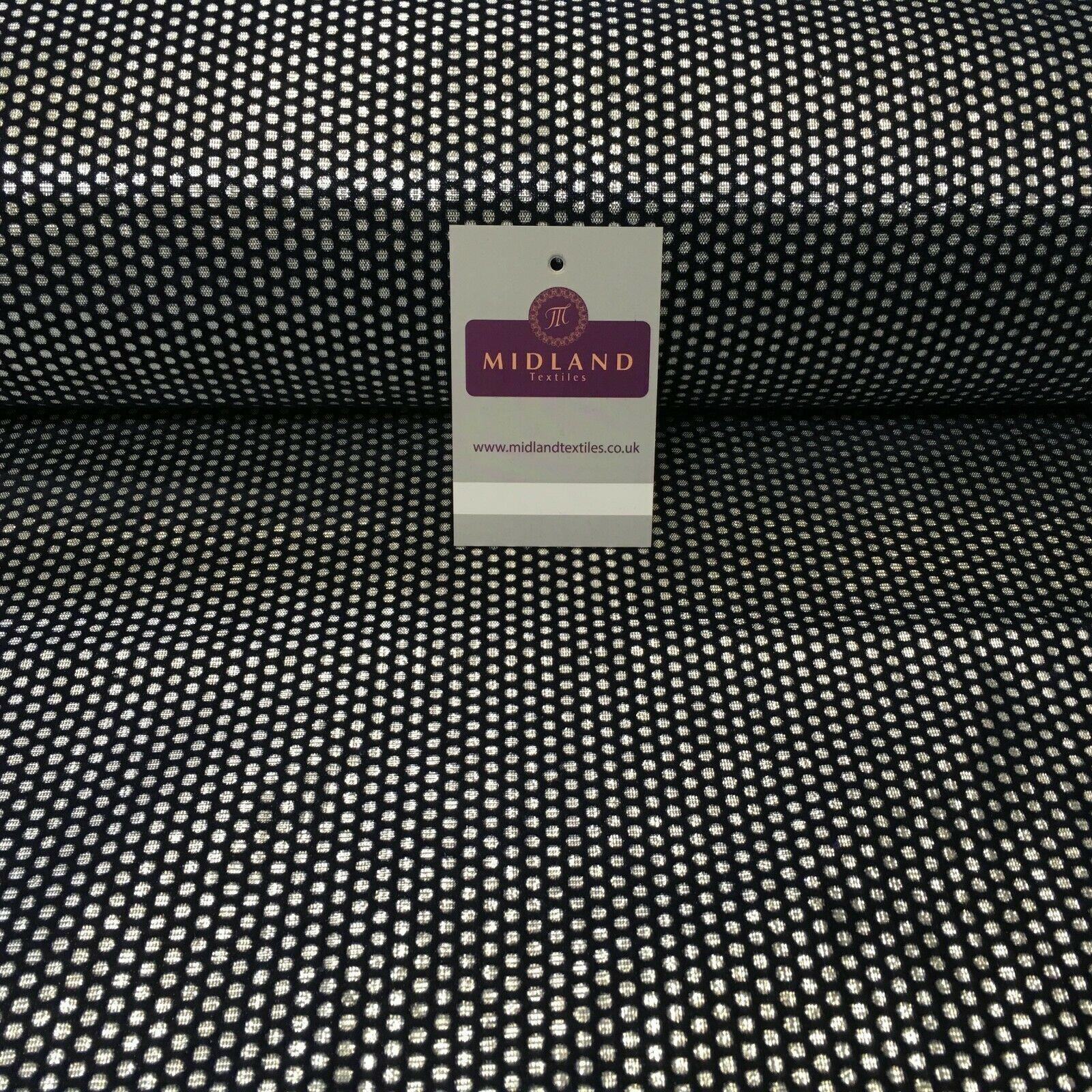 Geometric Silver Spot Dot Flocked  Silver Lame Fabric 110 cm Wide MA1176 Mtex
