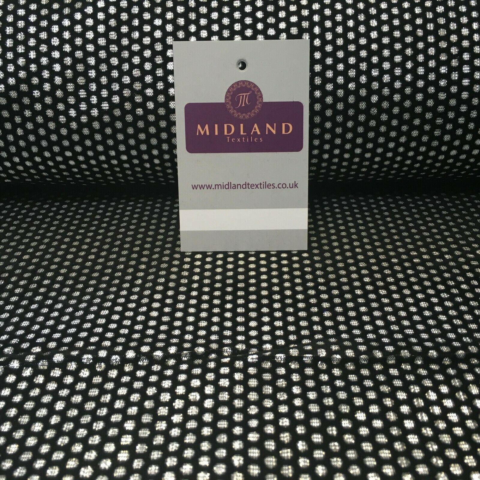 Geometric Silver Spot Dot Flocked  Silver Lame Fabric 110 cm Wide MA1176 Mtex
