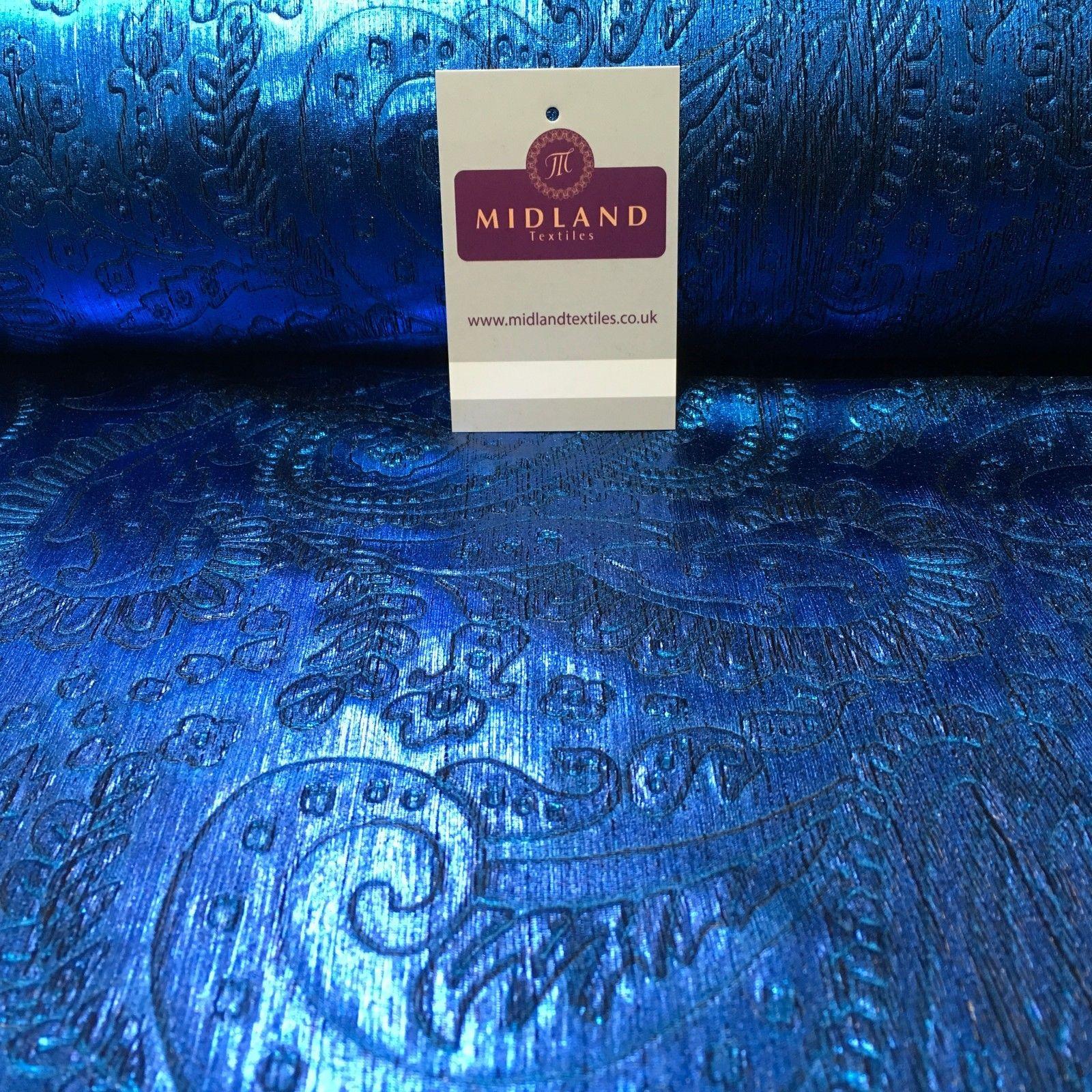 Lame Paisley Embossed Foil 1 way stretch Fabric 58' wide M104 Mtex