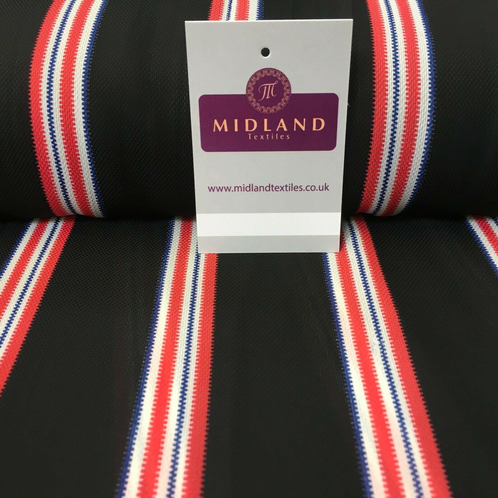 Black & Coral Stripped soft Georgette twist voile Dress Fabric 147cm MK1185-8