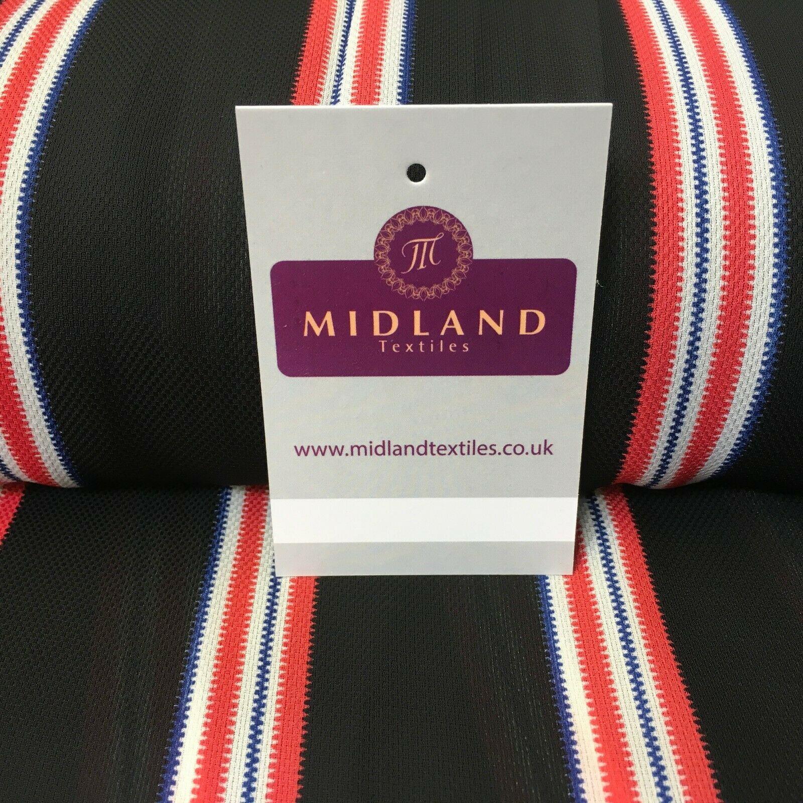 Black & Coral Stripped soft Georgette twist voile Dress Fabric 147cm MK1185-8